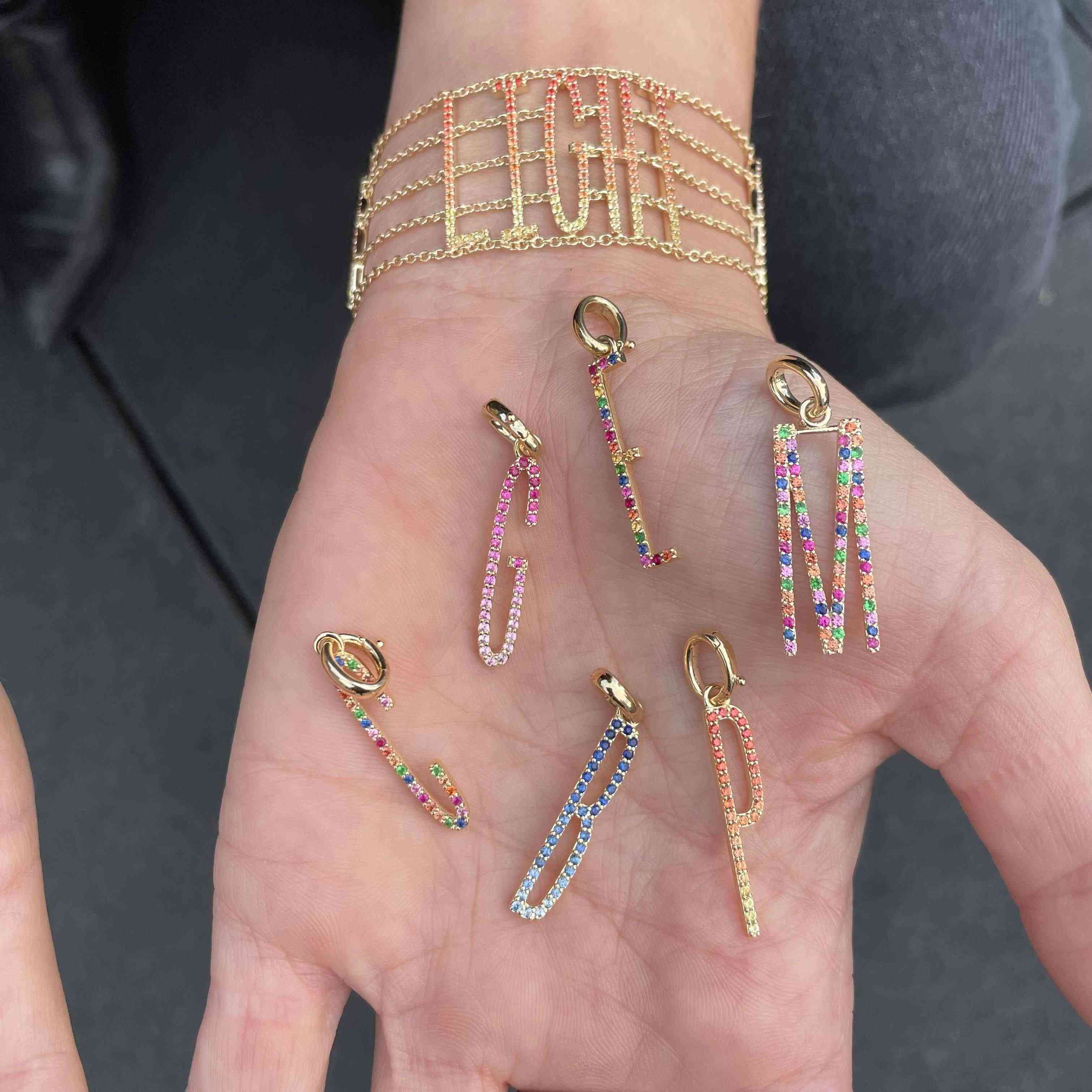 Elongated Ombre Initial Pendants-Necklace, pendant, necklaces-Eden Presley Fine Jewelry