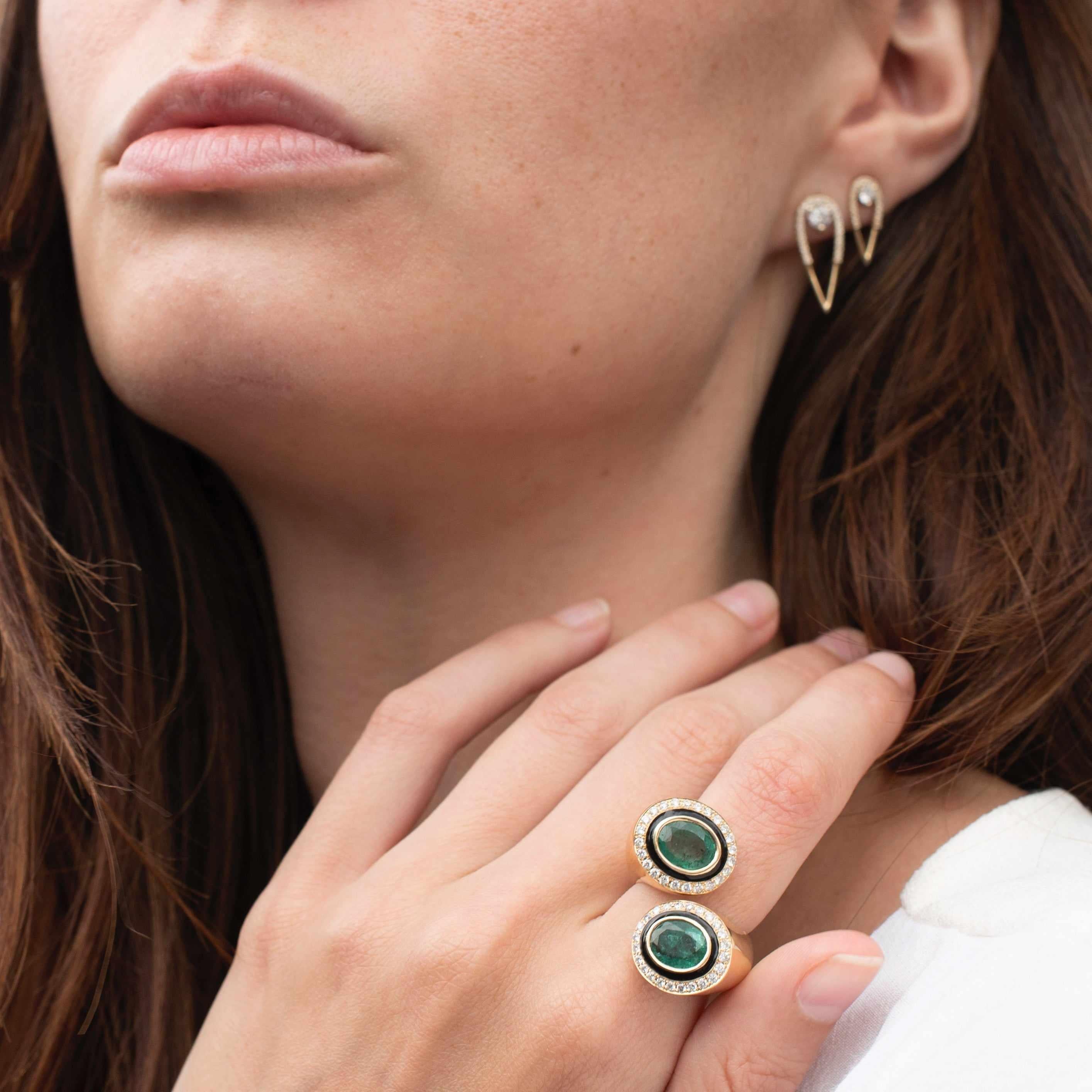Emerald Bypass Ring