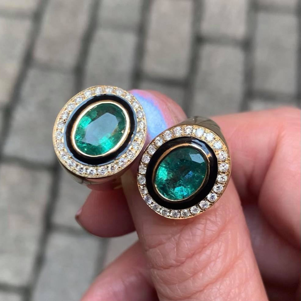 Emerald Bypass Ring-Closeup