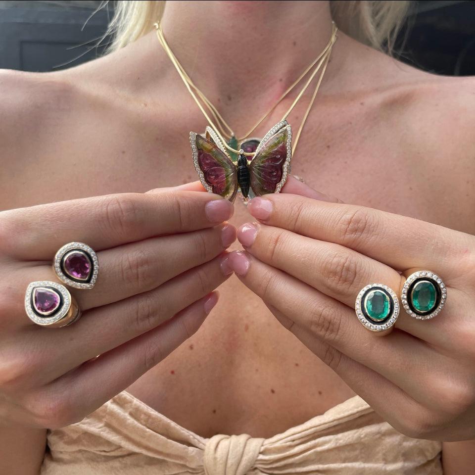 Emerald Bypass Ring-Lifestyle