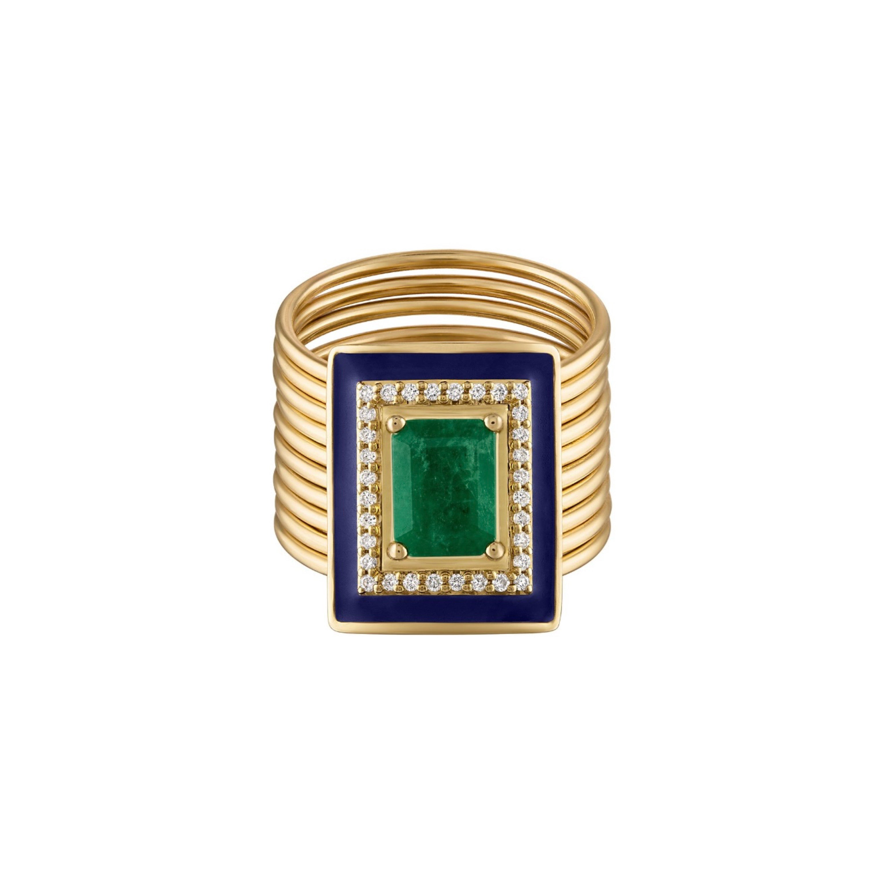 Emerald Diamond Harem Ring