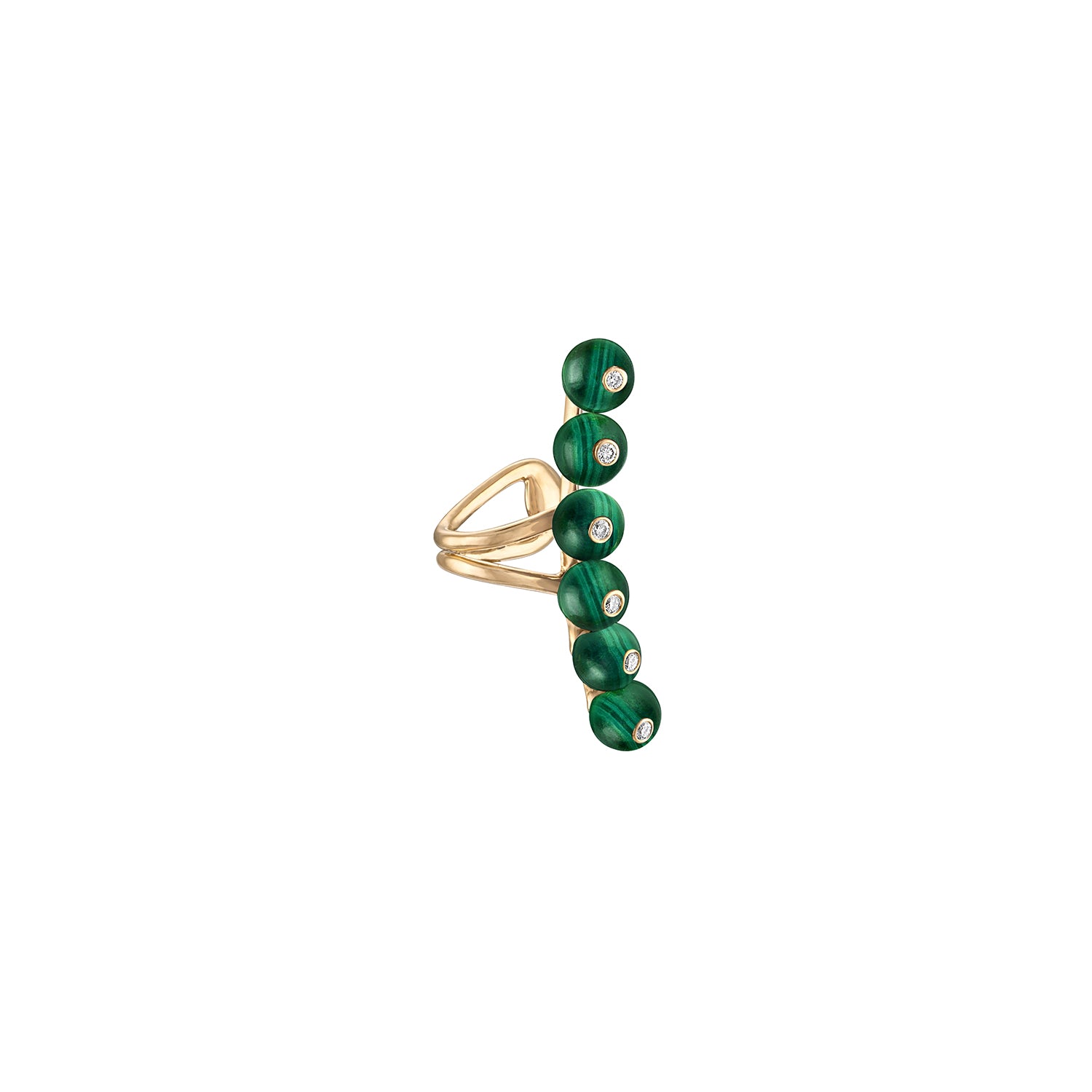 Green Bubbles Single Row Ear Cuff