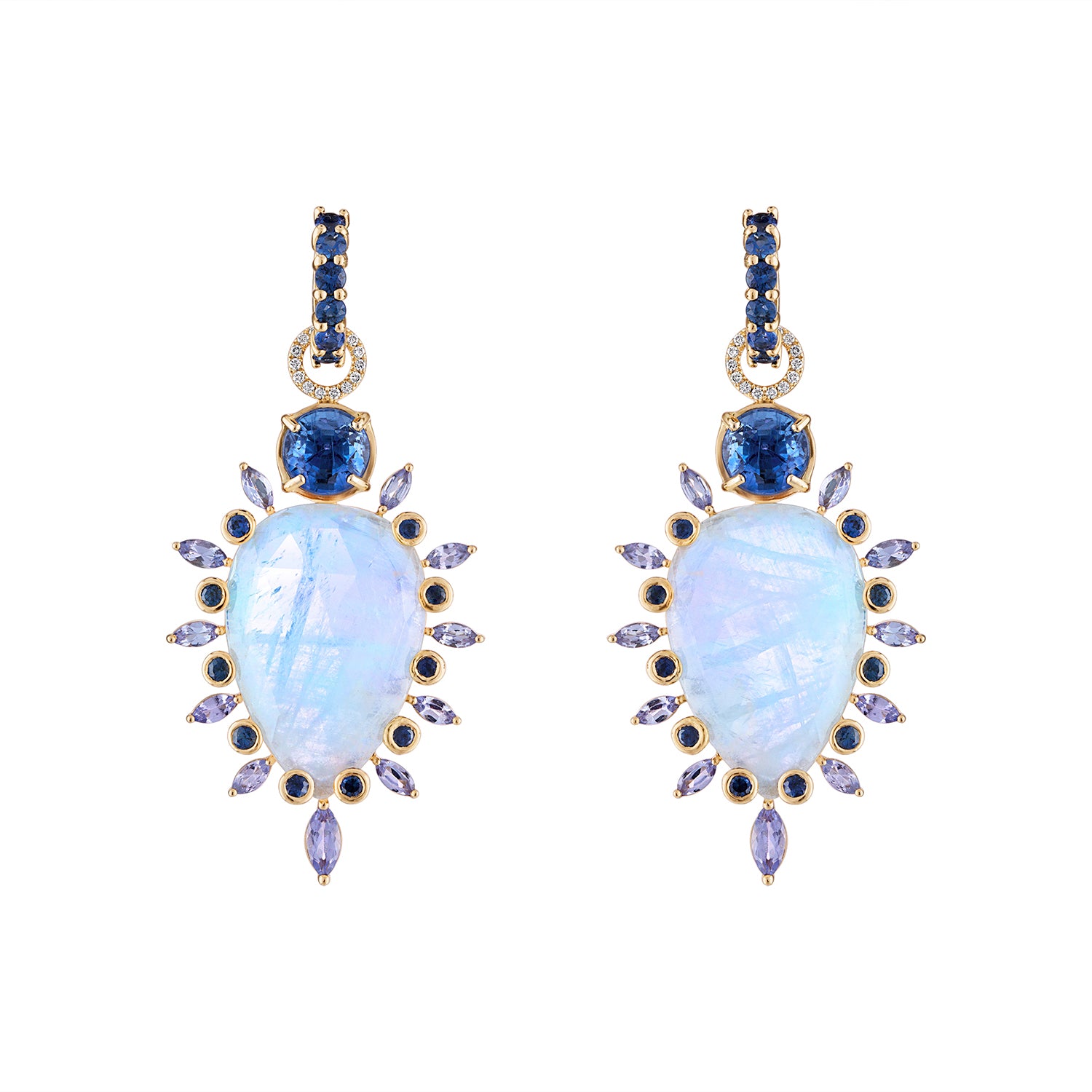 Moonstone, Kyanite, Tanzanite drops