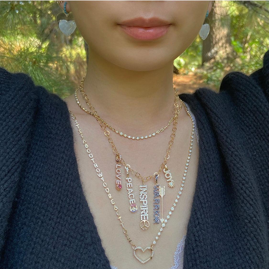 Long Tiny Letters Transformer Necklace-Bracelet-with Mantra pendants