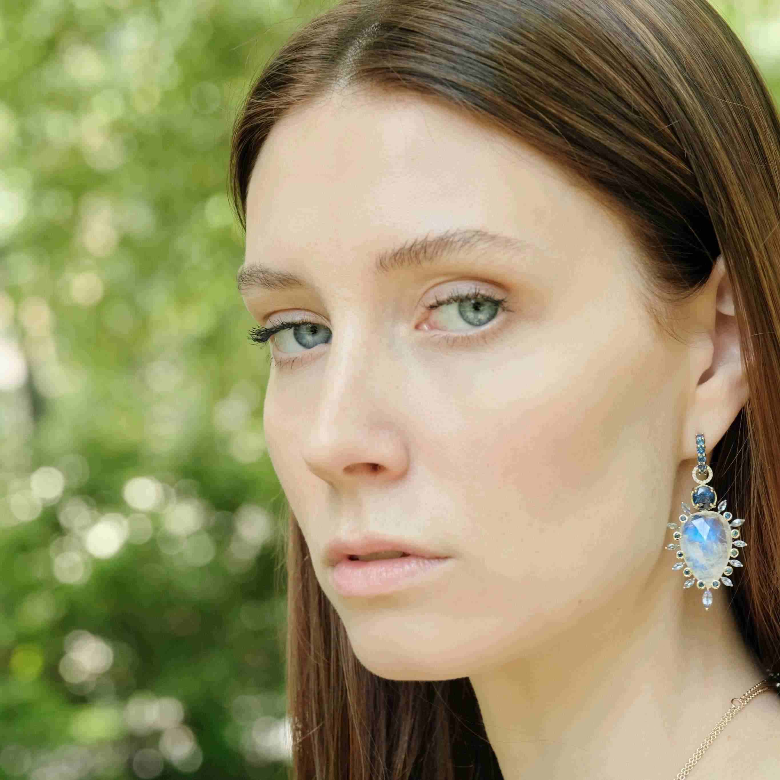 Moonstone, Kyanite, Tanzanite drops-Earrings-Eden Presley Fine Jewelry