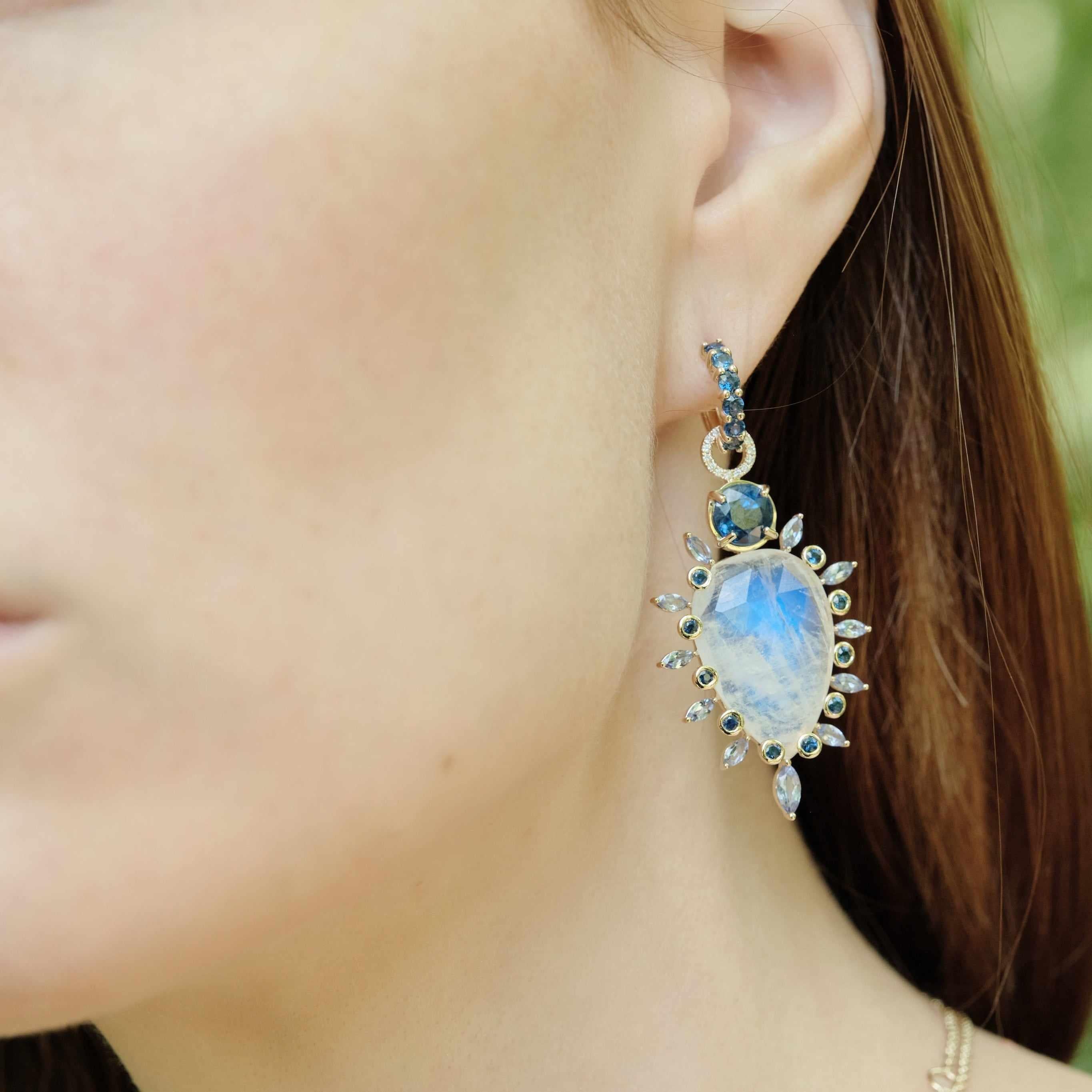 Moonstone, Kyanite, Tanzanite drops-Earrings-Eden Presley Fine Jewelry