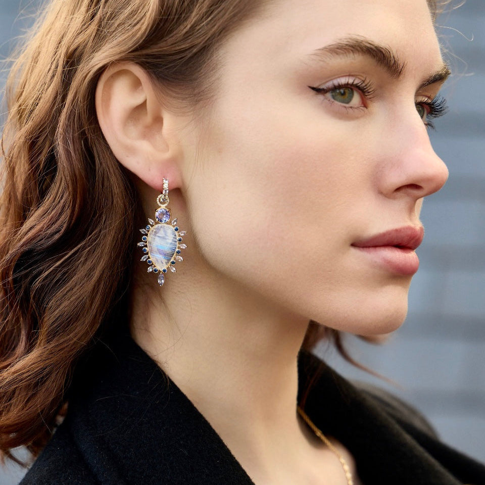 Moonstone, Kyanite, Tanzanite drops-Earrings-Eden Presley Fine Jewelry