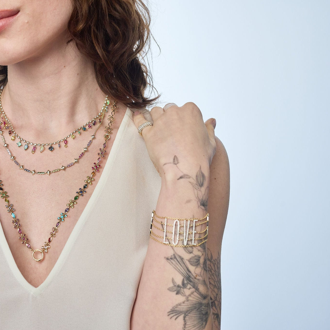 Multi chain Mantra Bracelet-Diamond Bracelet
