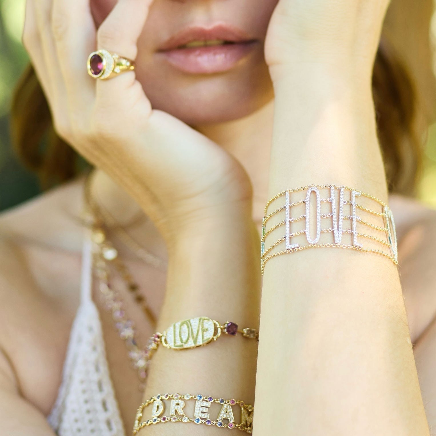 Multi chain Mantra Bracelet-Closeup