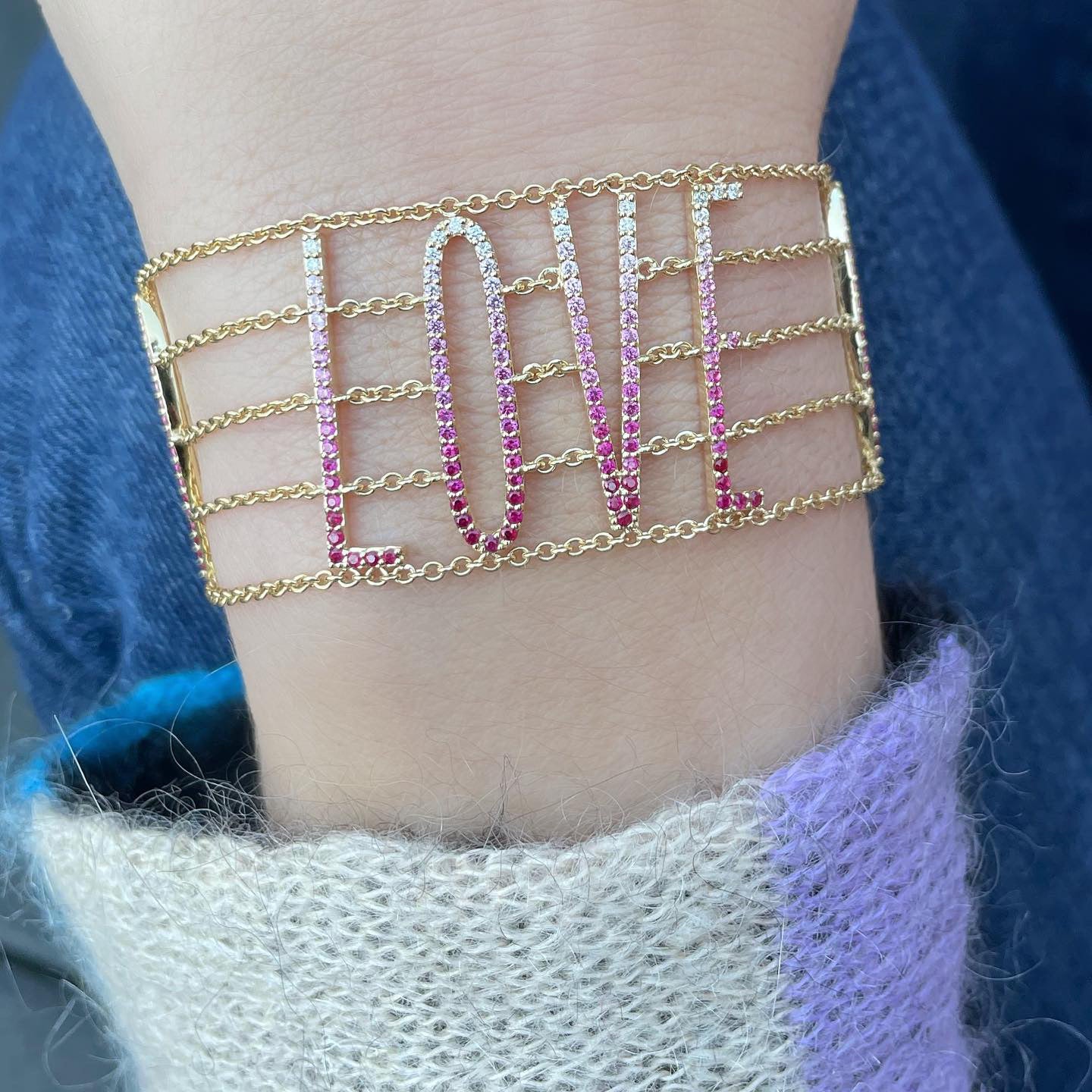 Ombré Multi-Chain Mantra Bracelet-Bracelets, bracelet, lock-Eden Presley Fine Jewelry