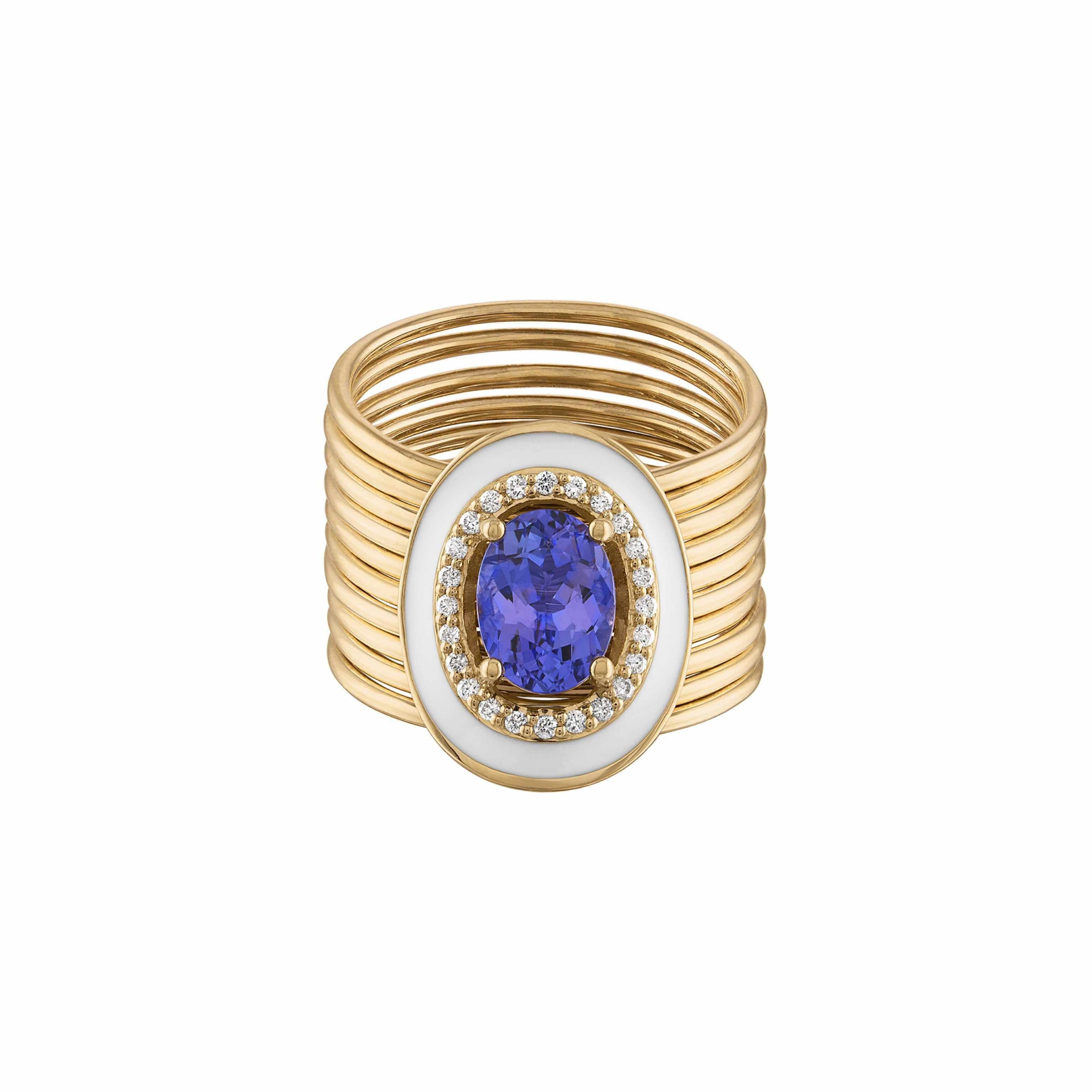 Oval Tanzanite Diamond Harem Ring
