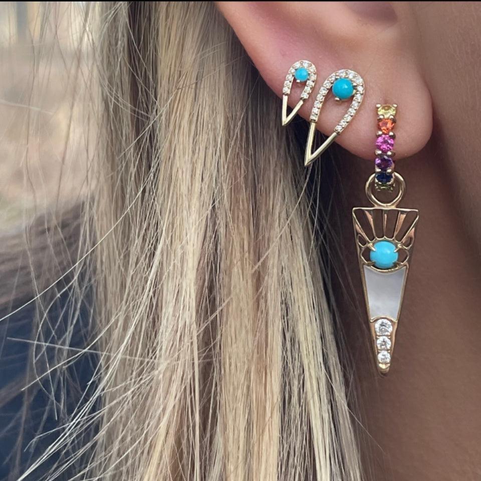 Peacock Studs-With Multiple color earring