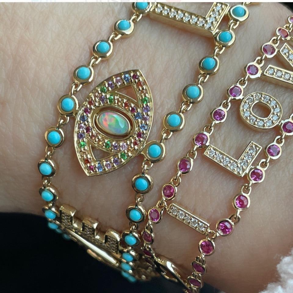 Precious Stone Mantra Bracelet-Bracelet, Bracelets-Eden Presley Fine Jewelry