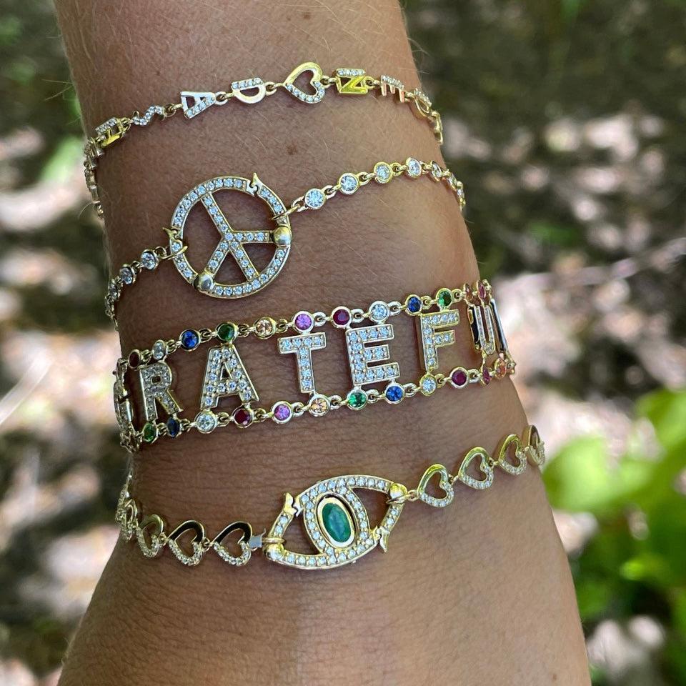 Precious Stone Mantra Bracelet-Bracelet, Bracelets-Eden Presley Fine Jewelry