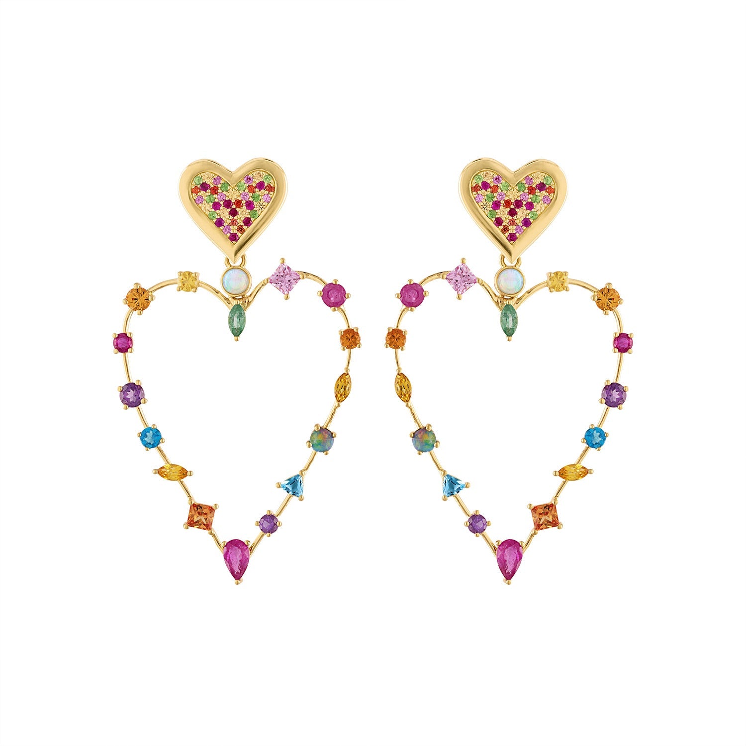 Rainbow Love Transformer Earrings-Earrings-Eden Presley Fine Jewelry