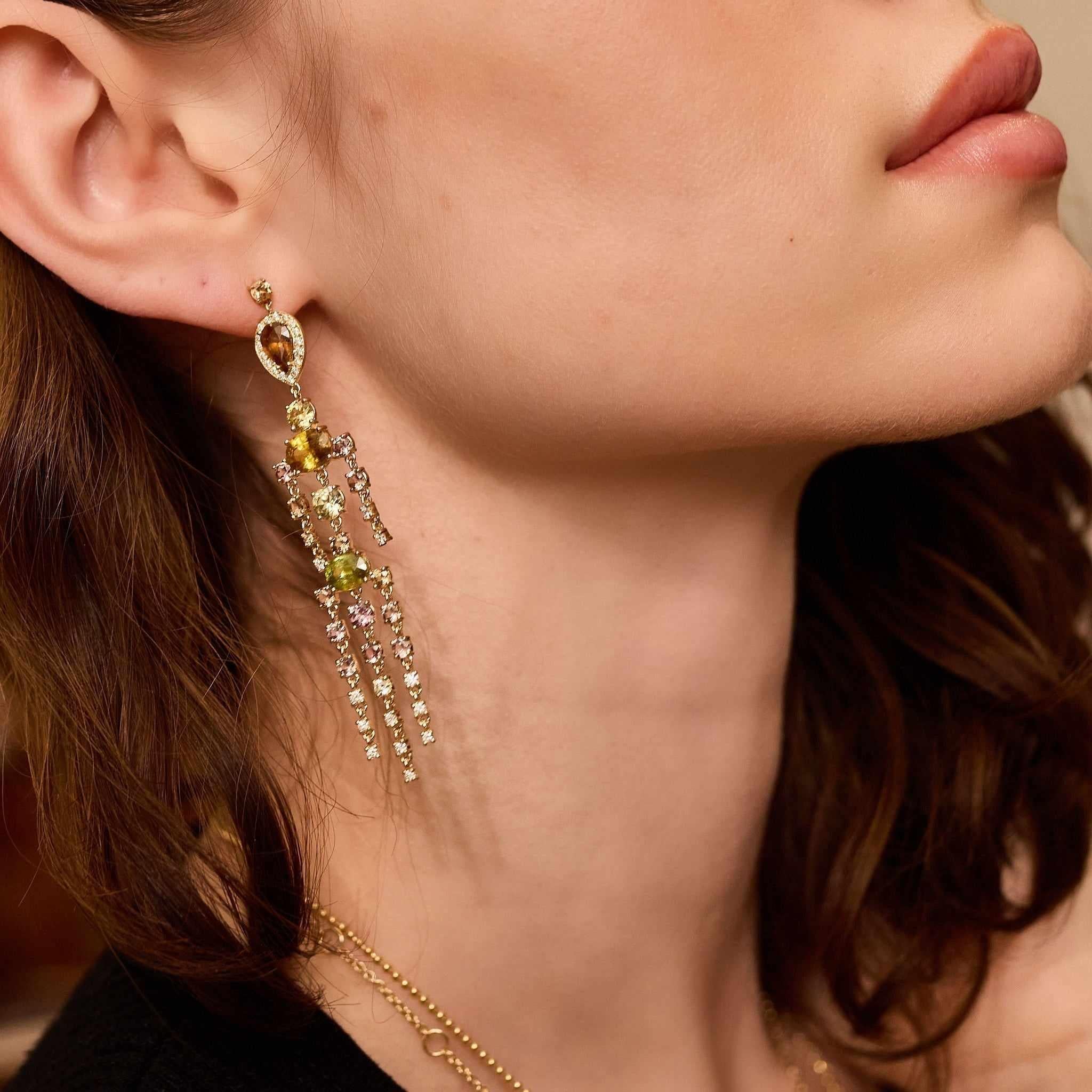 Sphene Chandeliers-Eden Presley Fine Jewelry side face look