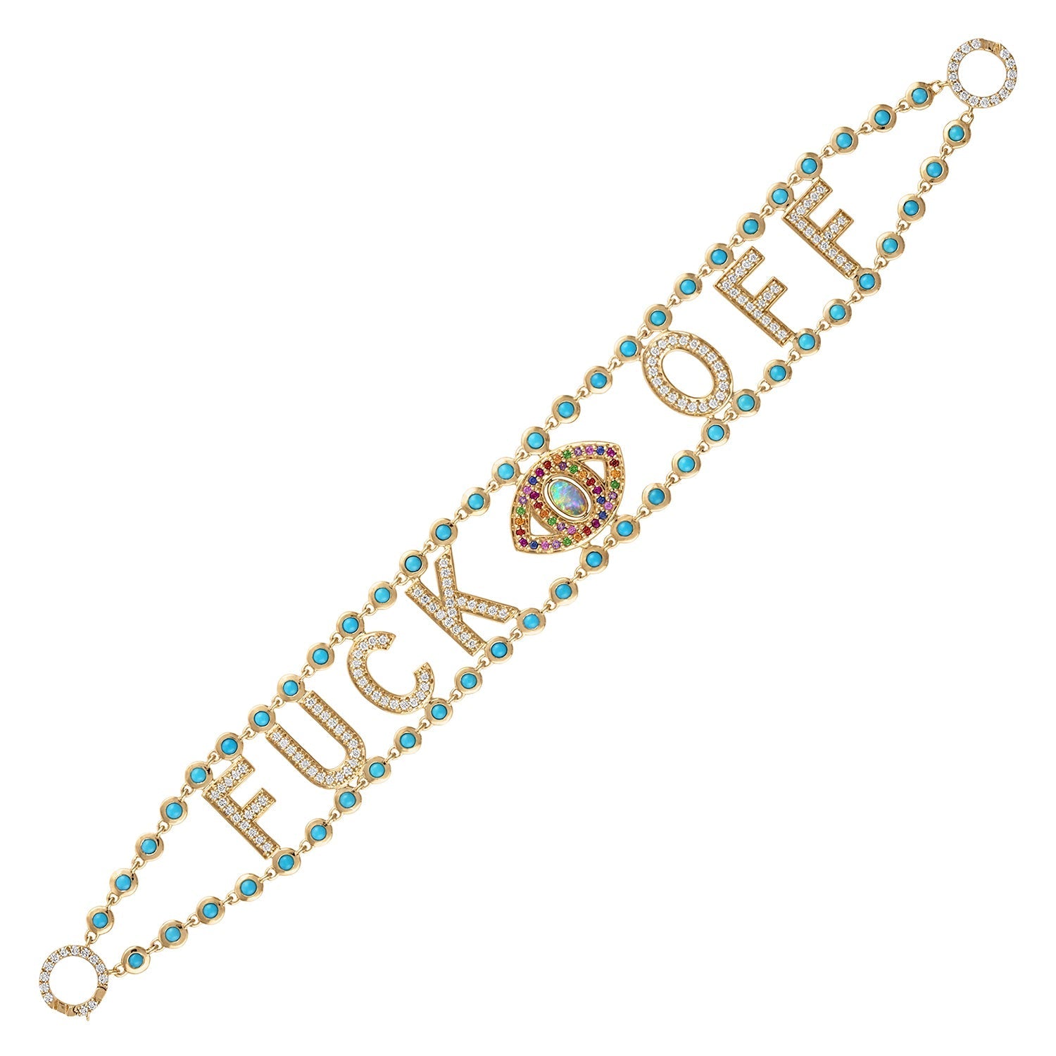 Turquoise & Diamond Mantra Bracelet-Bracelets, bracelet, lock-Eden Presley Fine Jewelry