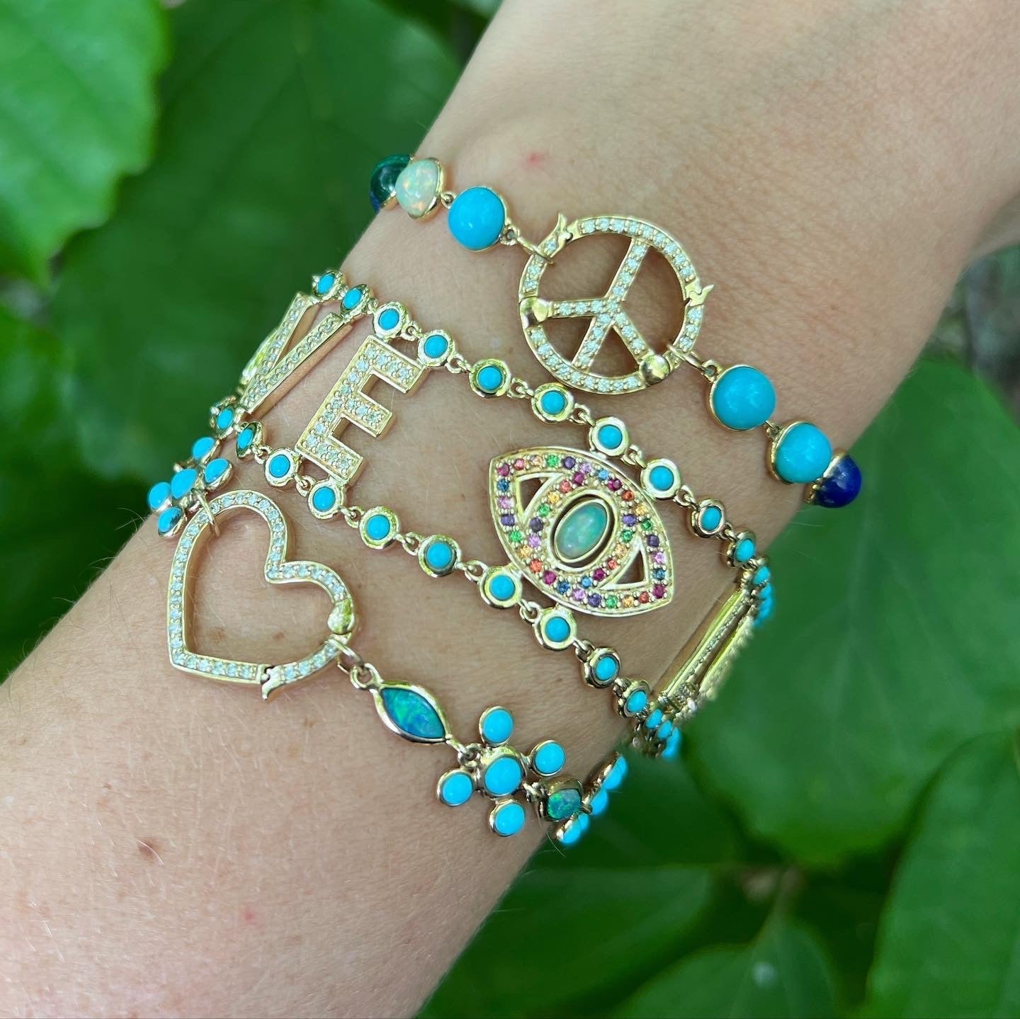Turquoise & Diamond Mantra Bracelet