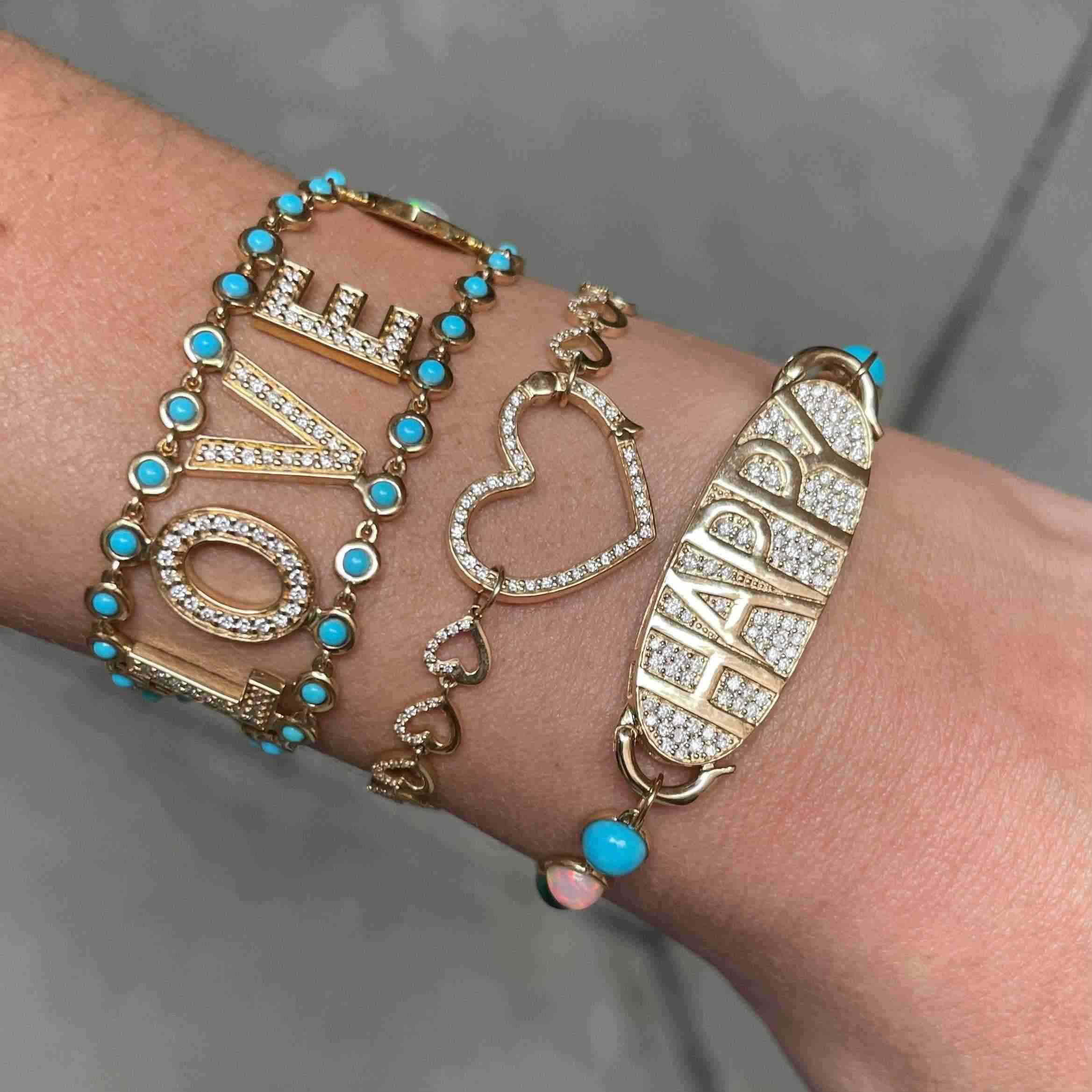 Turquoise & Diamond Mantra Bracelet-Bracelets, bracelet, lock-Eden Presley Fine Jewelry