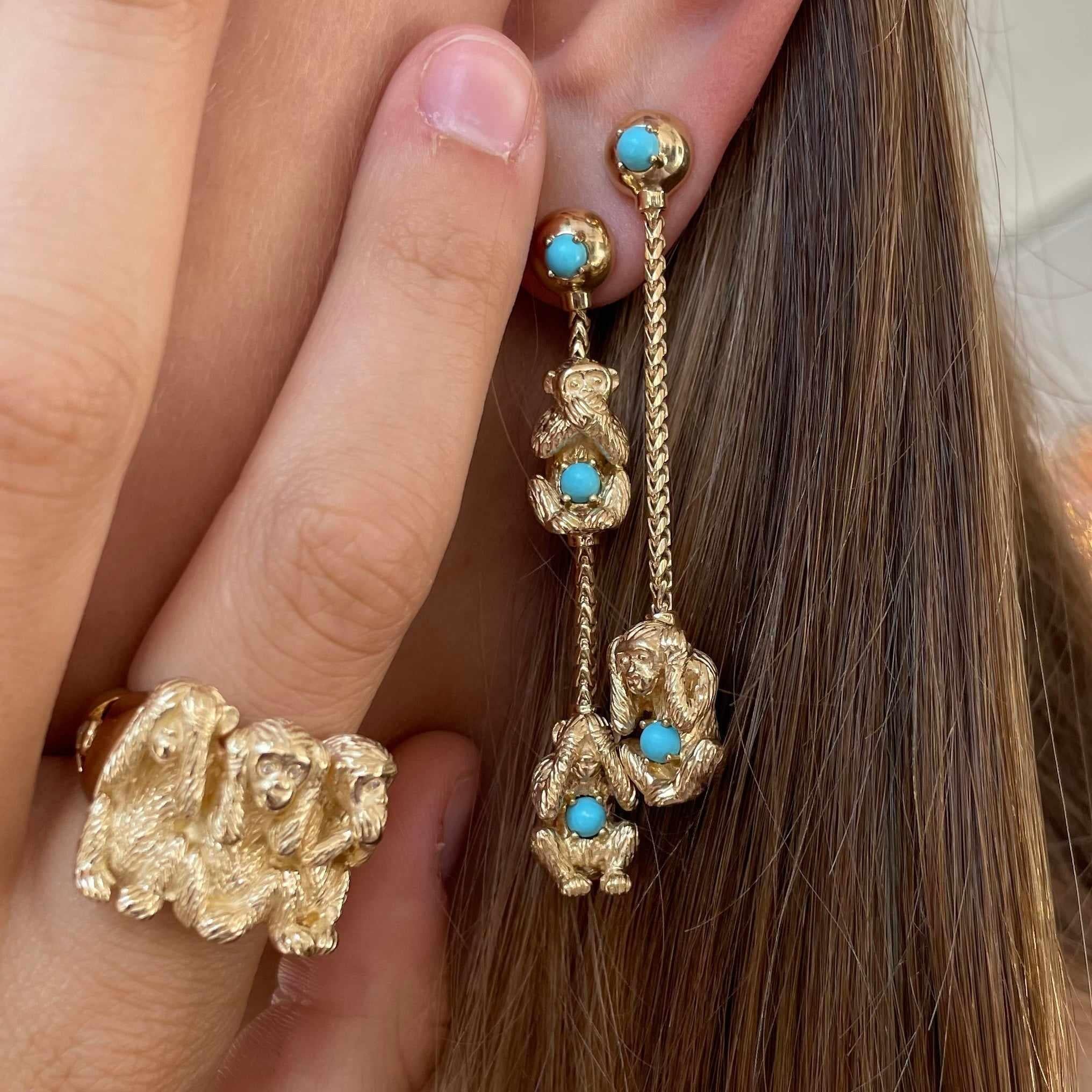 Wise Monkey Drop Earrings-Jewelry-Eden Presley Fine Jewelry