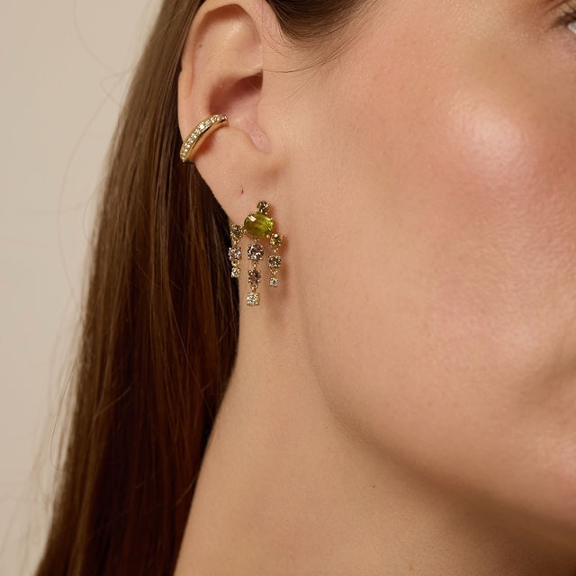 Sphene & Diamond Chandelier Earrings