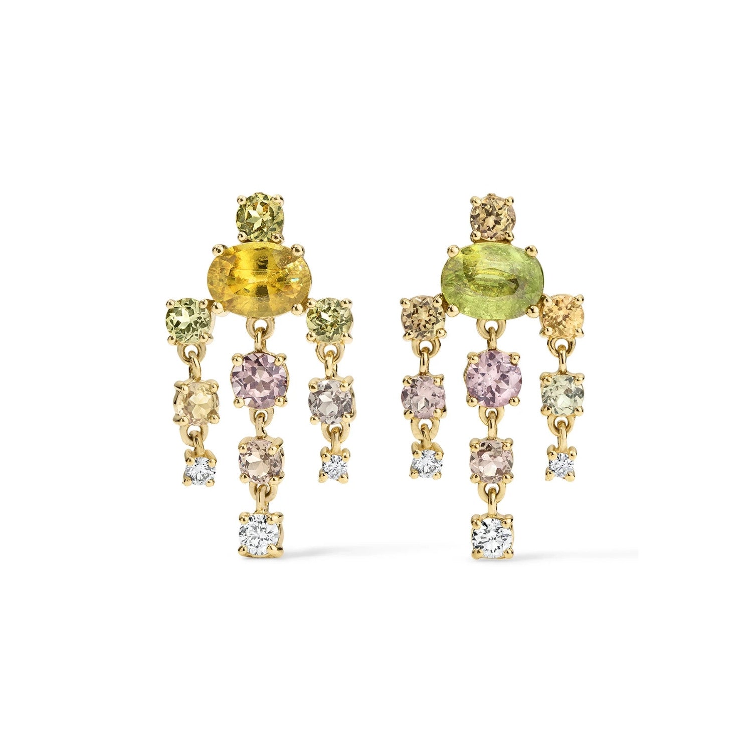 Sphene & Diamond Chandelier Earrings - Earrings - Eden Presley