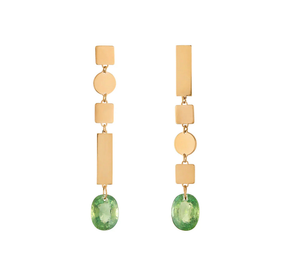 Shine 2inch Green Tourmaline Earrings