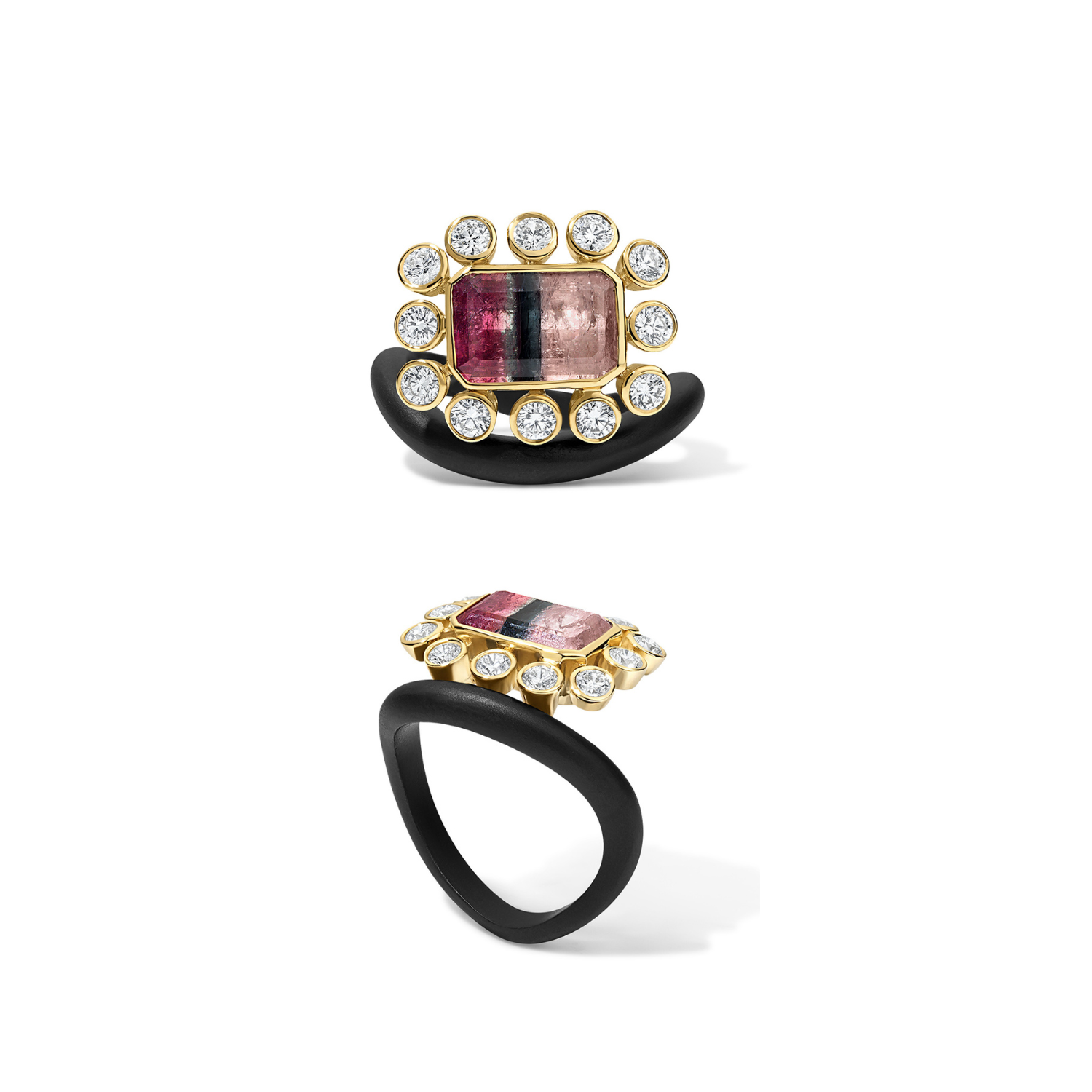 In The Black Stone Halo Wave Ring