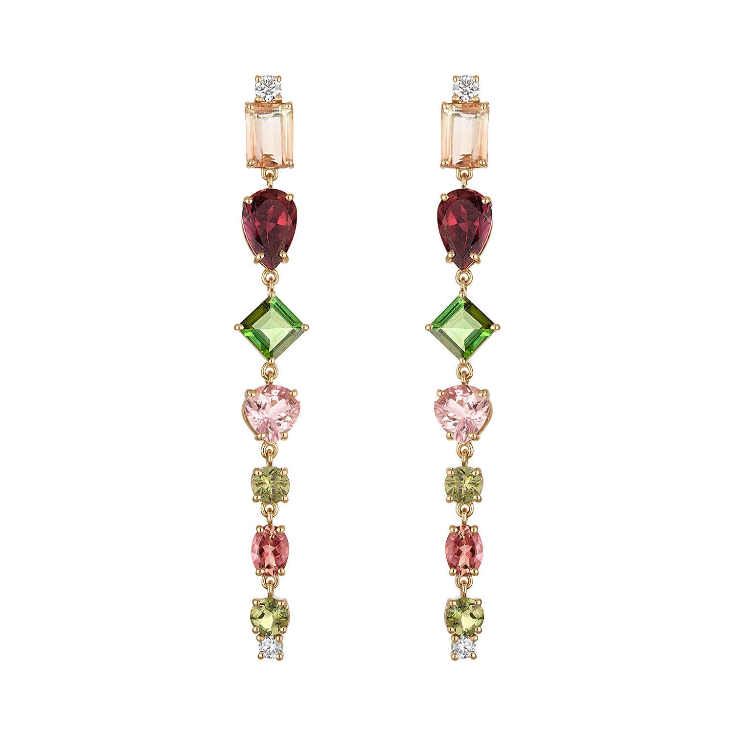 Mixed shape Tourmaline drop Earrings