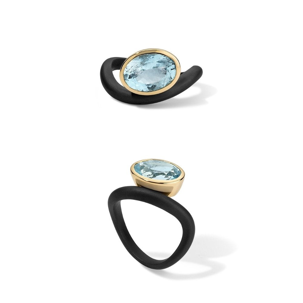 In the Black Stone Wave Ring