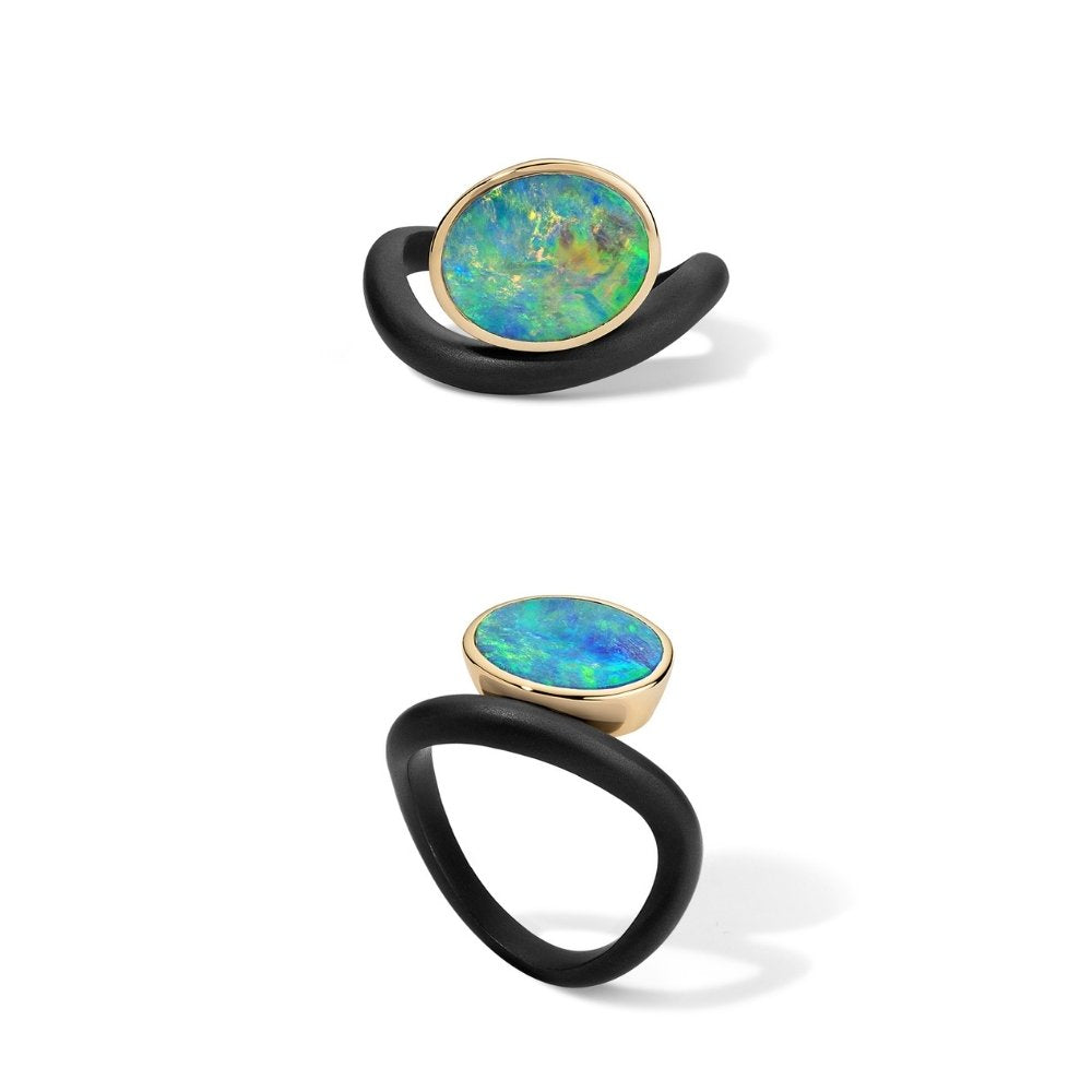 In the Black Stone Wave Ring
