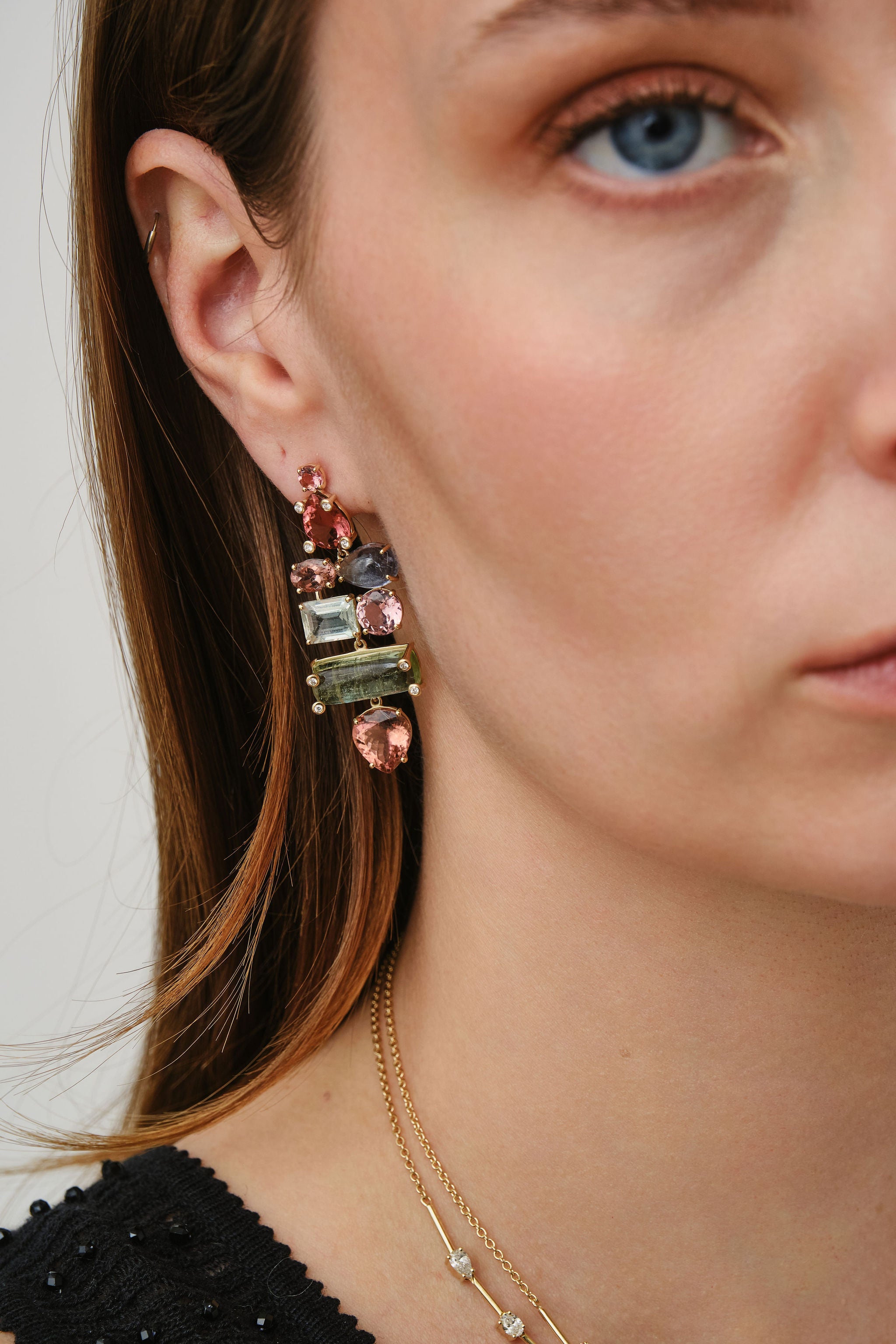Cab Candy Tourmaline Puzzle Earrings