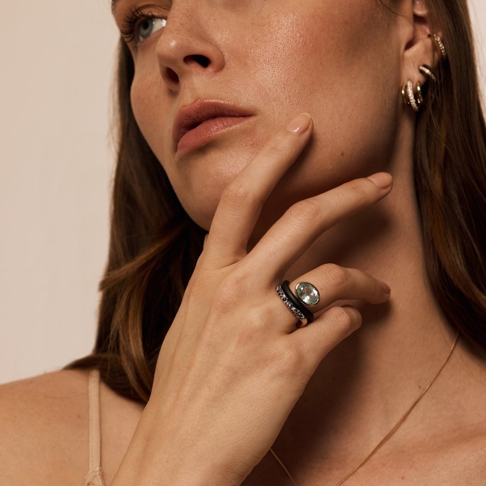 In the Black Stone Wave Ring