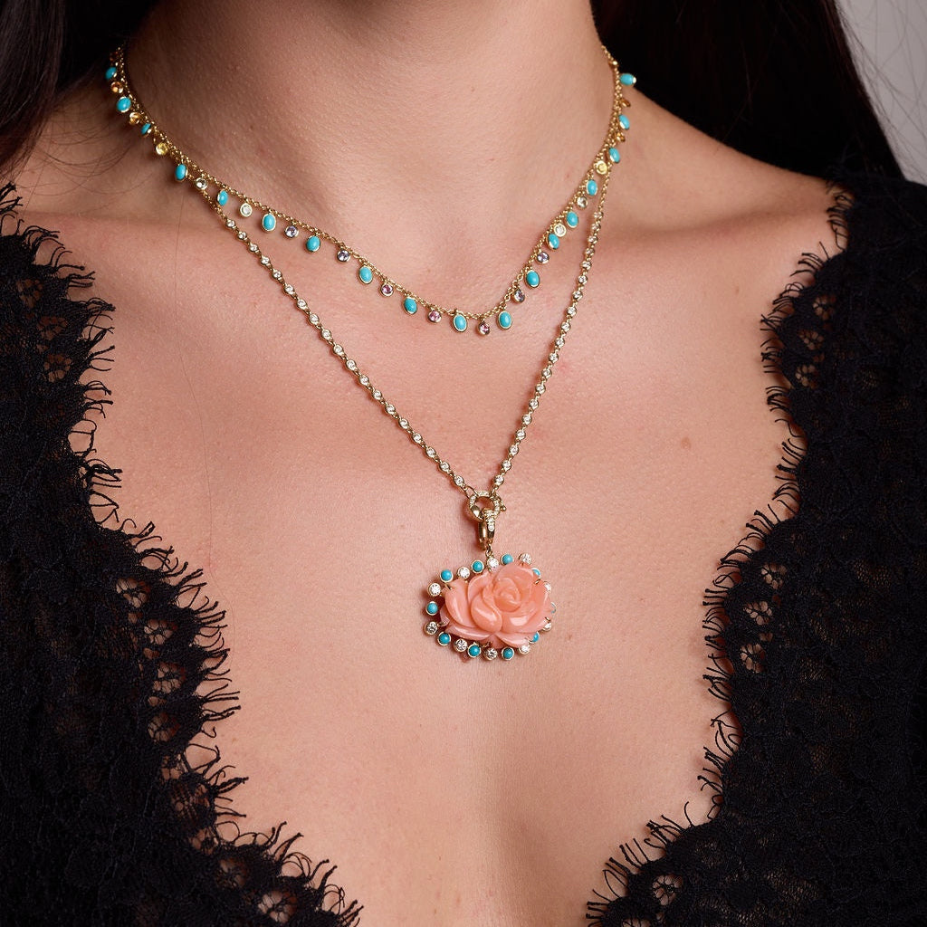Coral Gem Drop Pendant