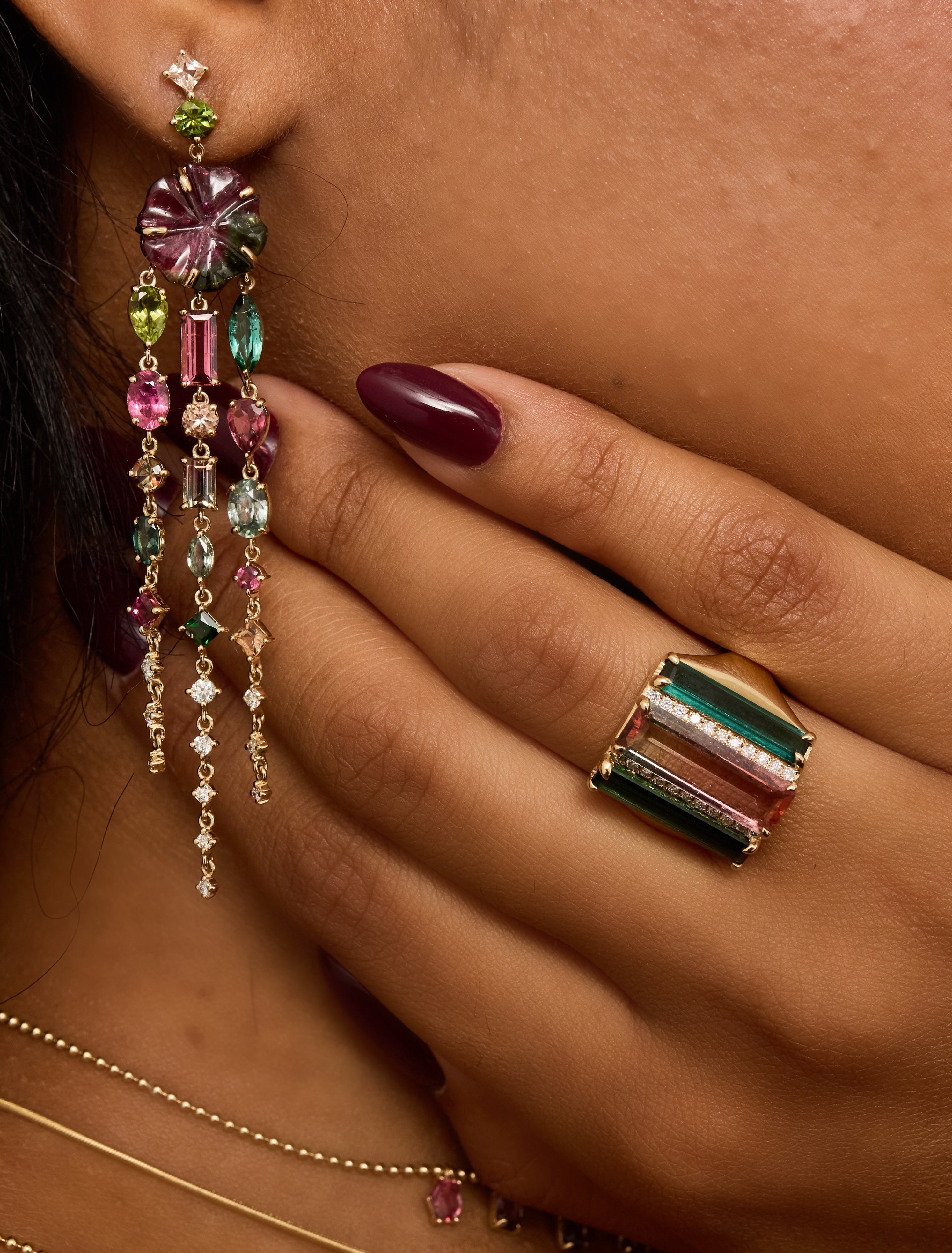 Carved Tourmaline Flowers