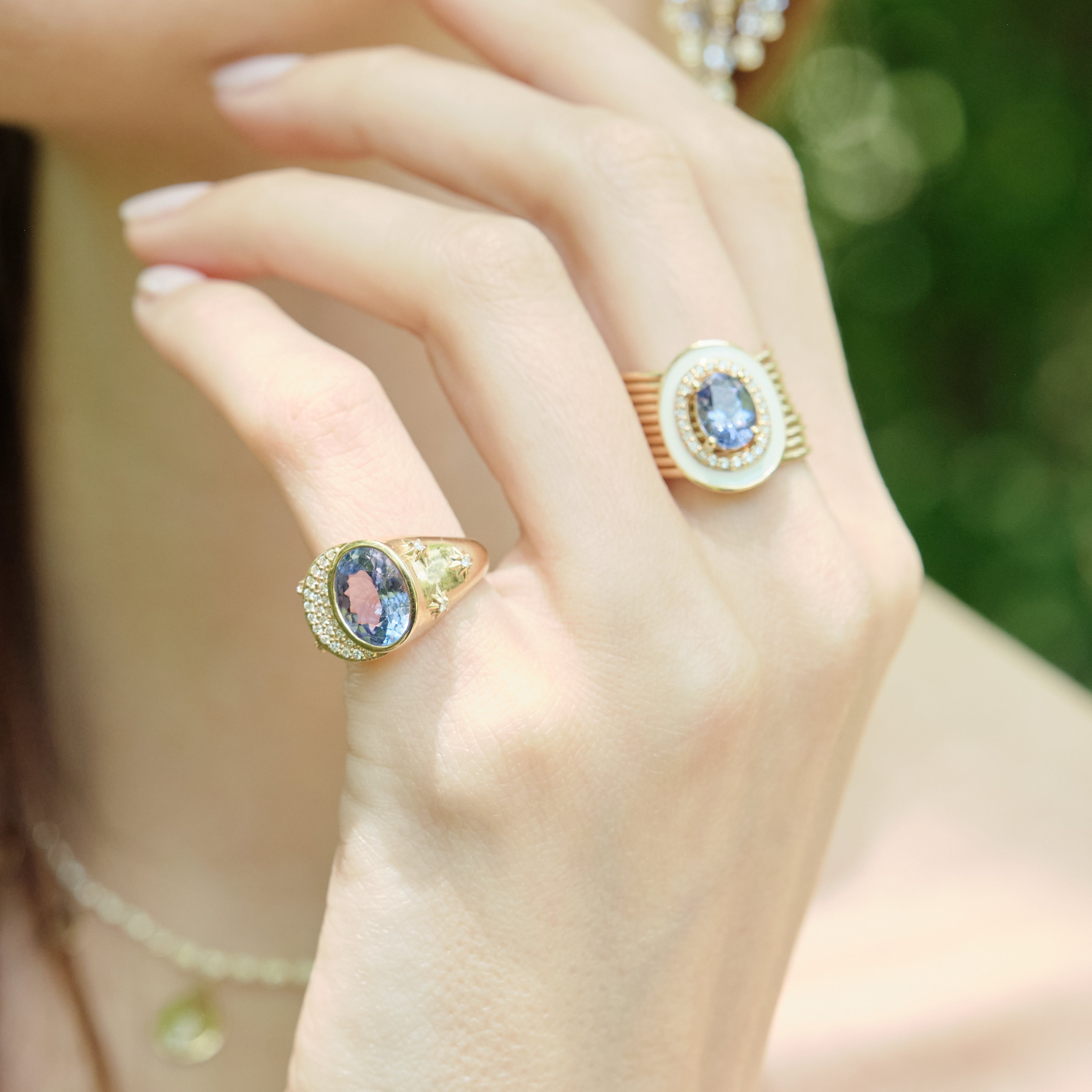 Oval Tanzanite Diamond Harem Ring
