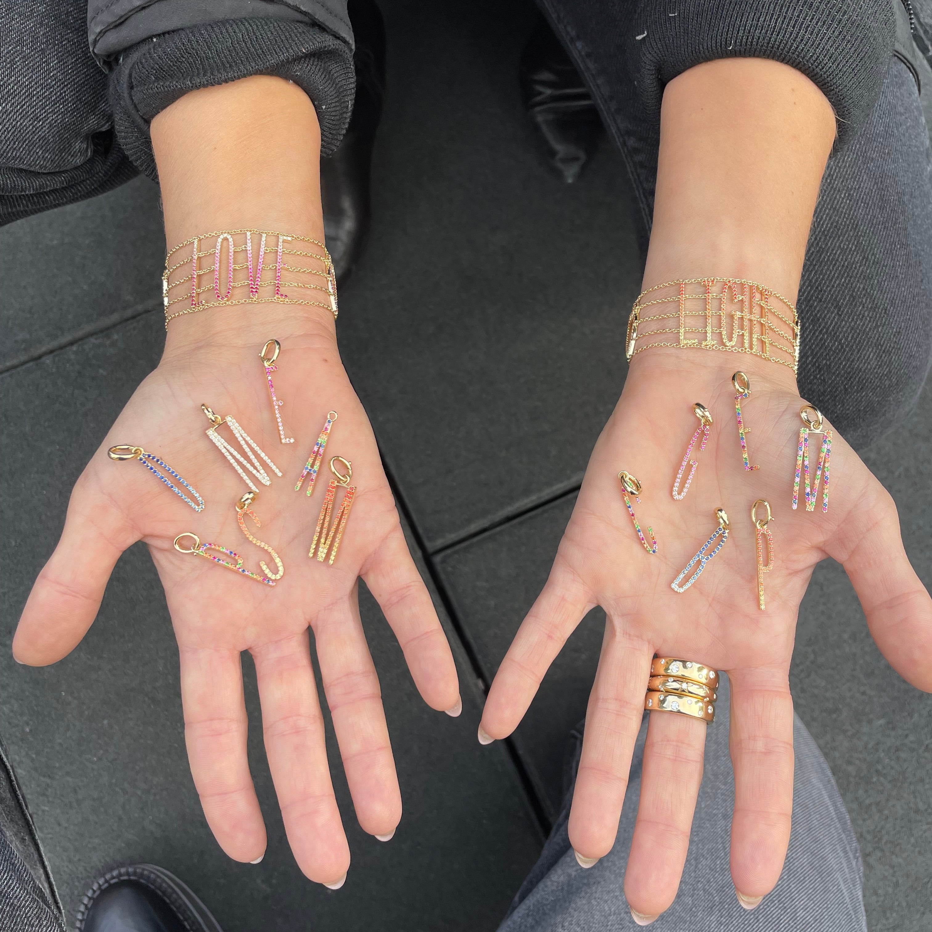 Elongated Ombre Initial Pendants