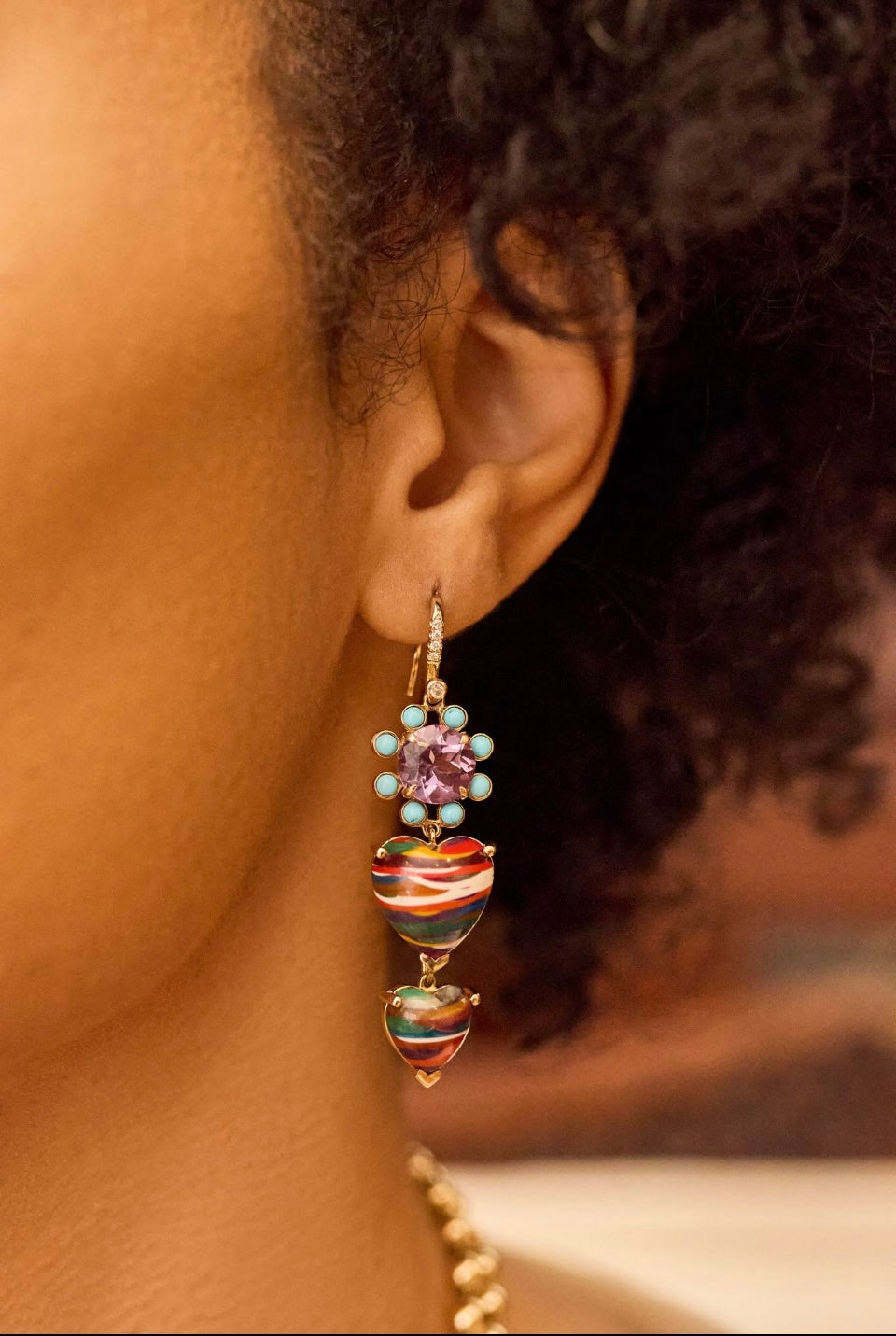 Double love fordite earrings