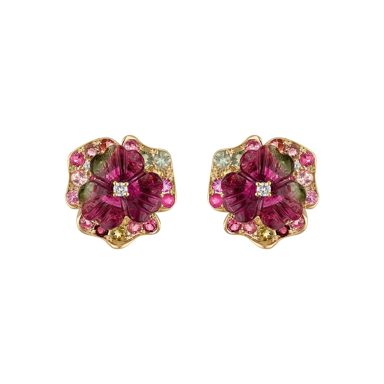 Carved Tourmaline flower Earrings