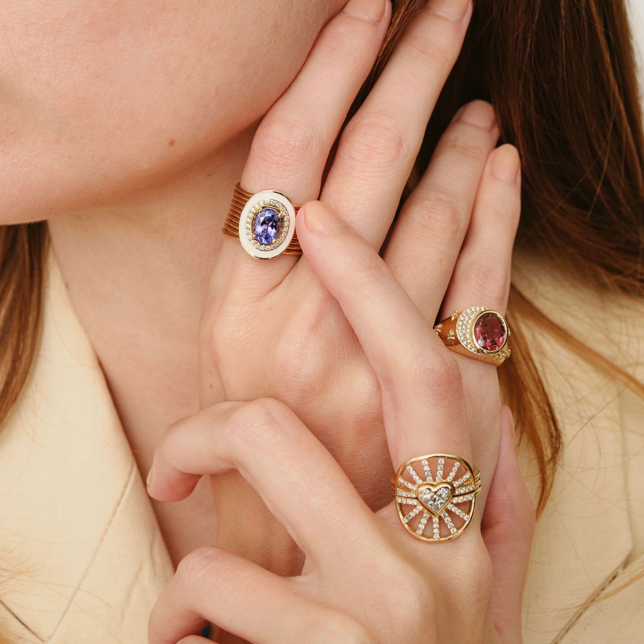 Oval Tanzanite Diamond Harem Ring