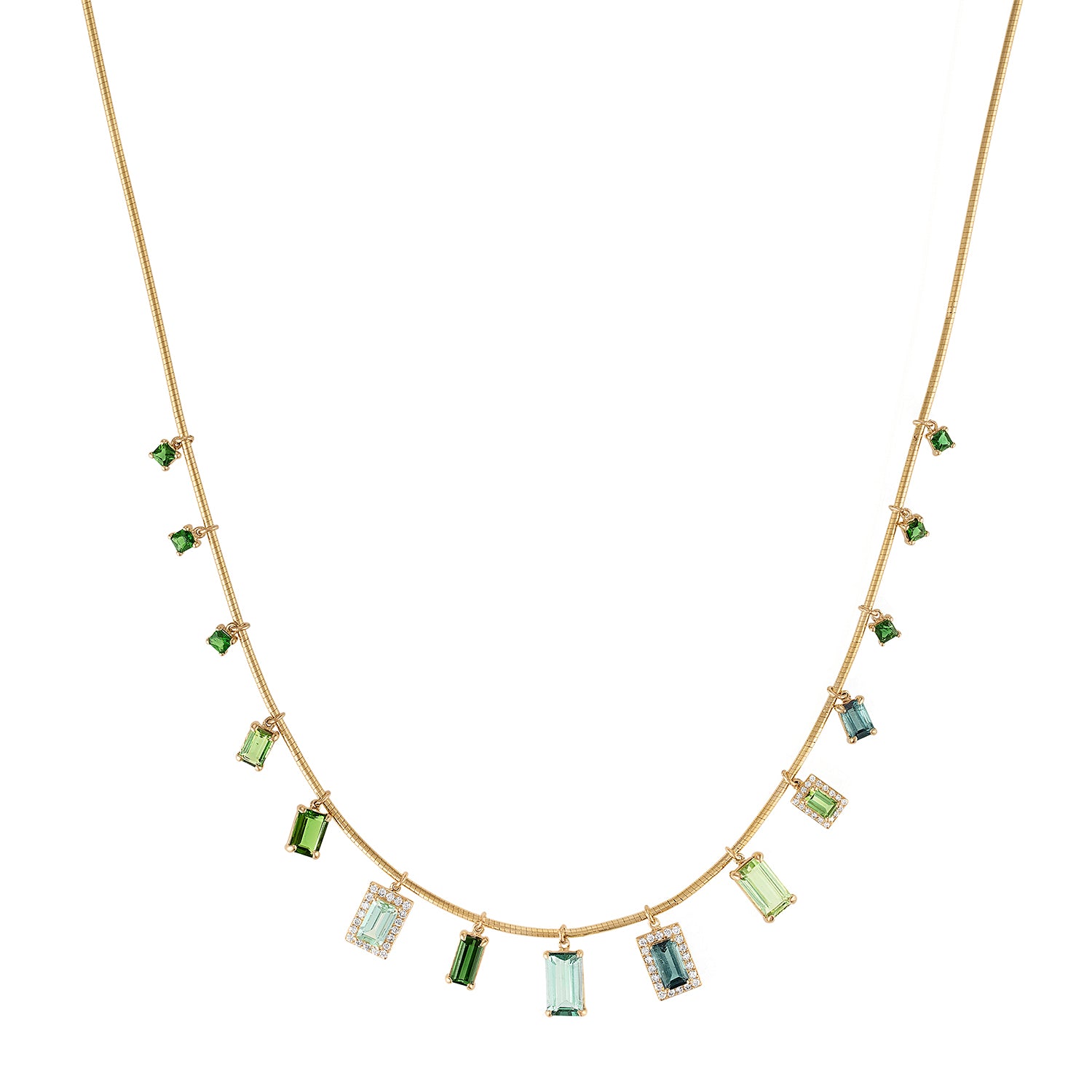 Mixed Green Tourmaline Beryl Diamond Collar
