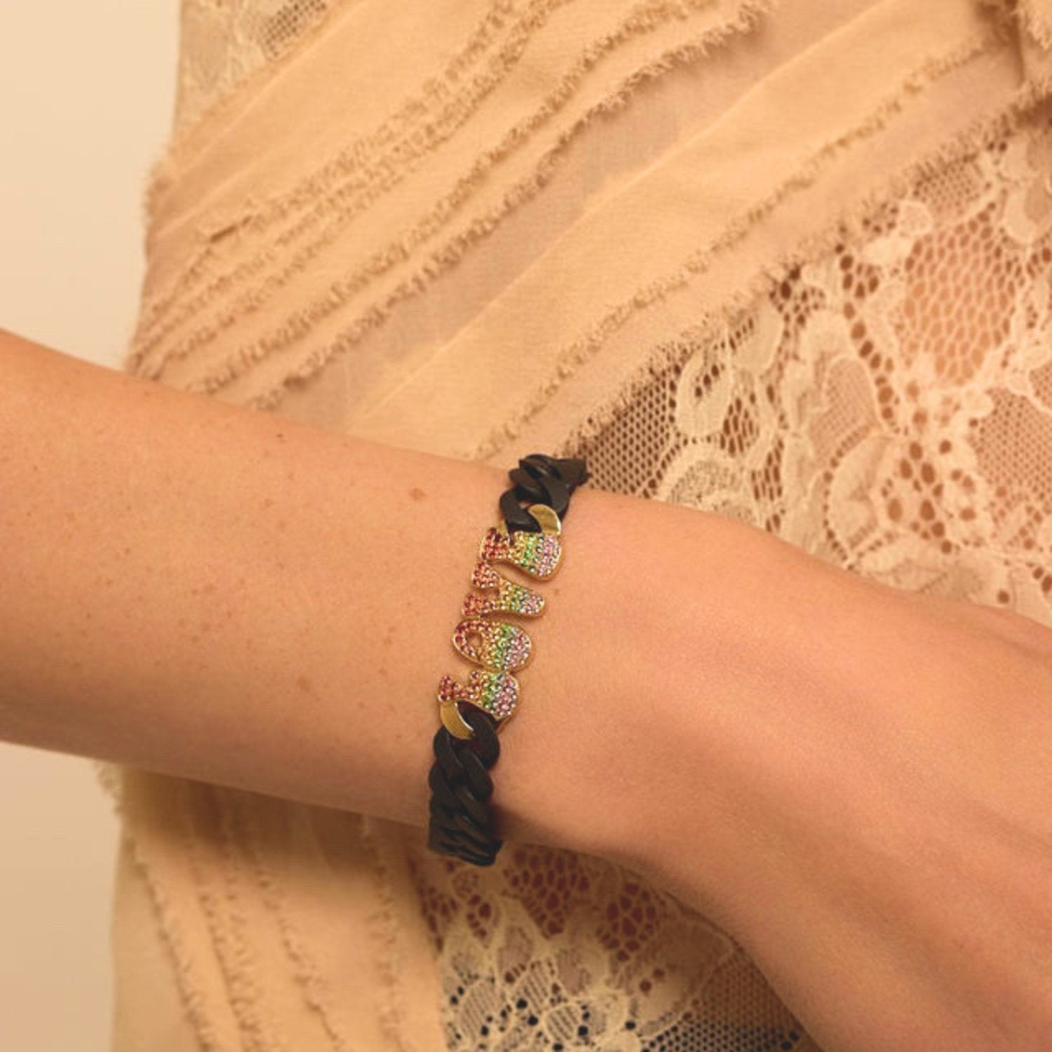 In the Black Curb Mantra Bracelet