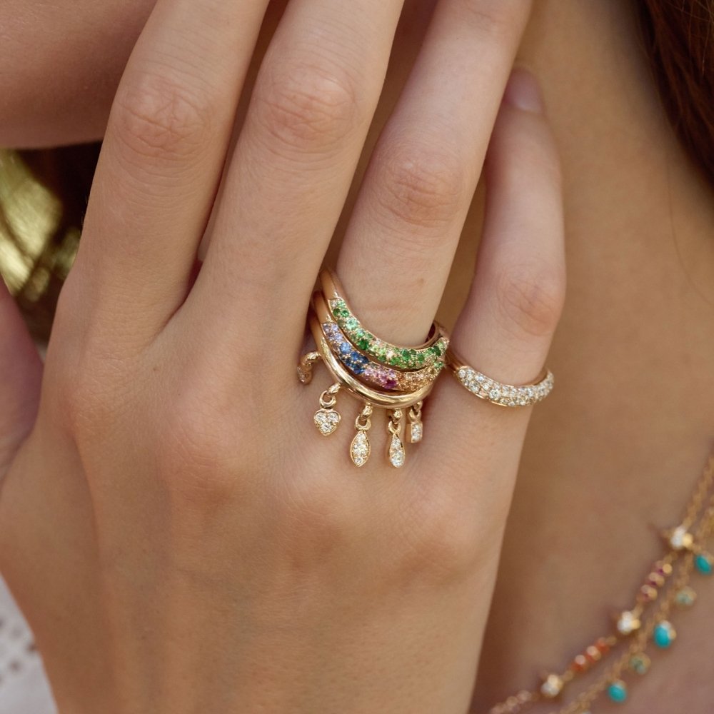 Wave Diamond Shaker Ring