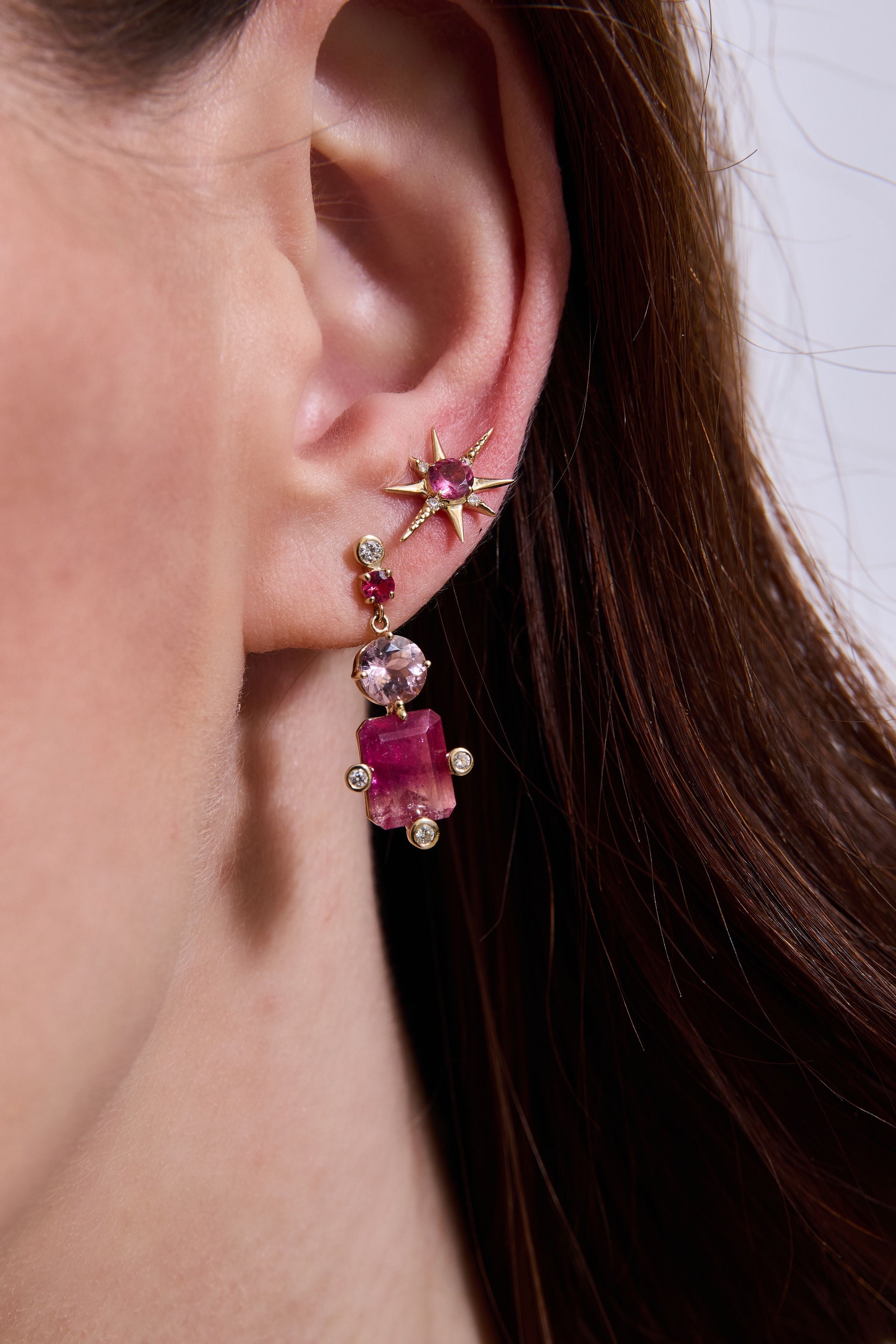 Bicolor Tourmaline Diamond Earrings