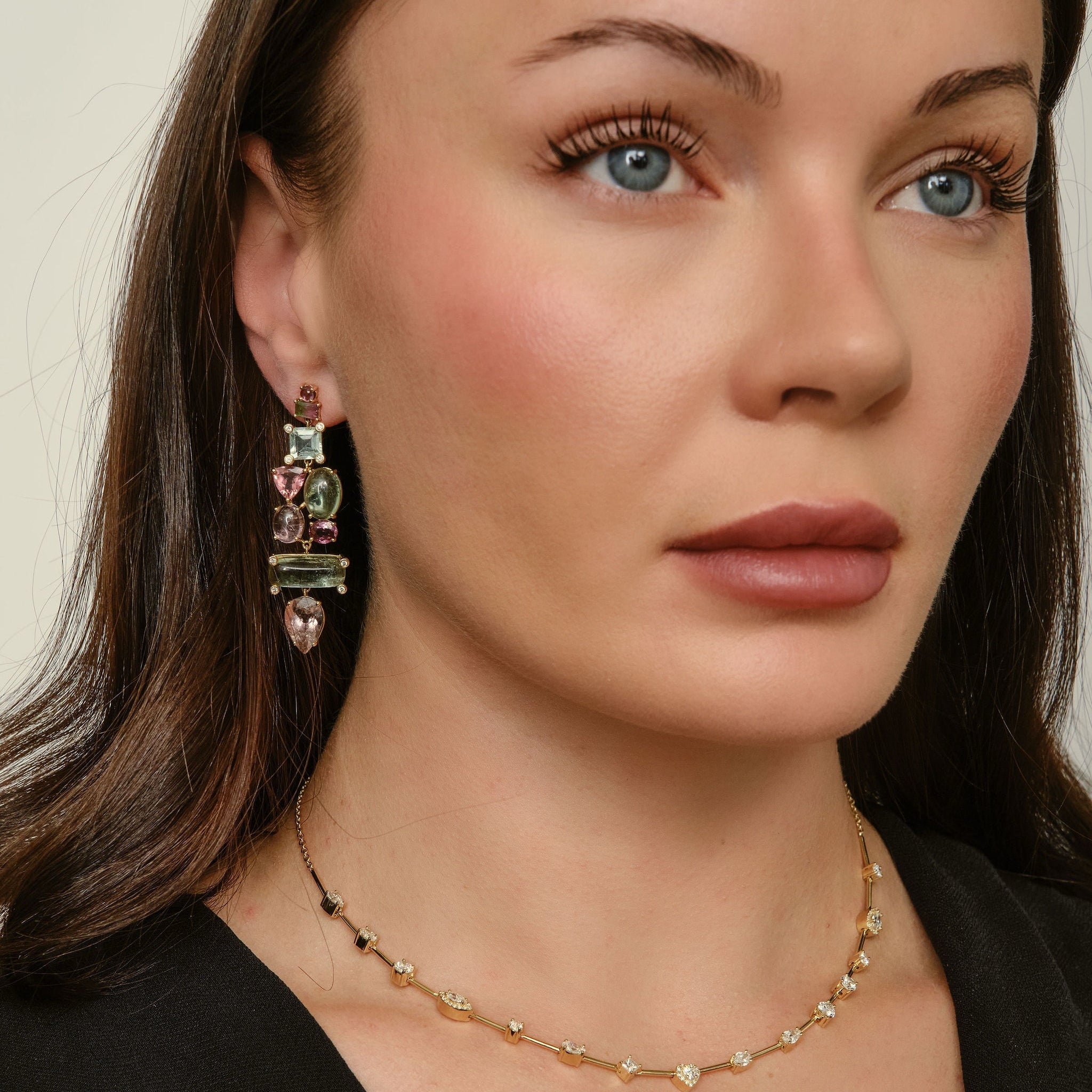 Cab Candy Tourmaline Puzzle Earrings