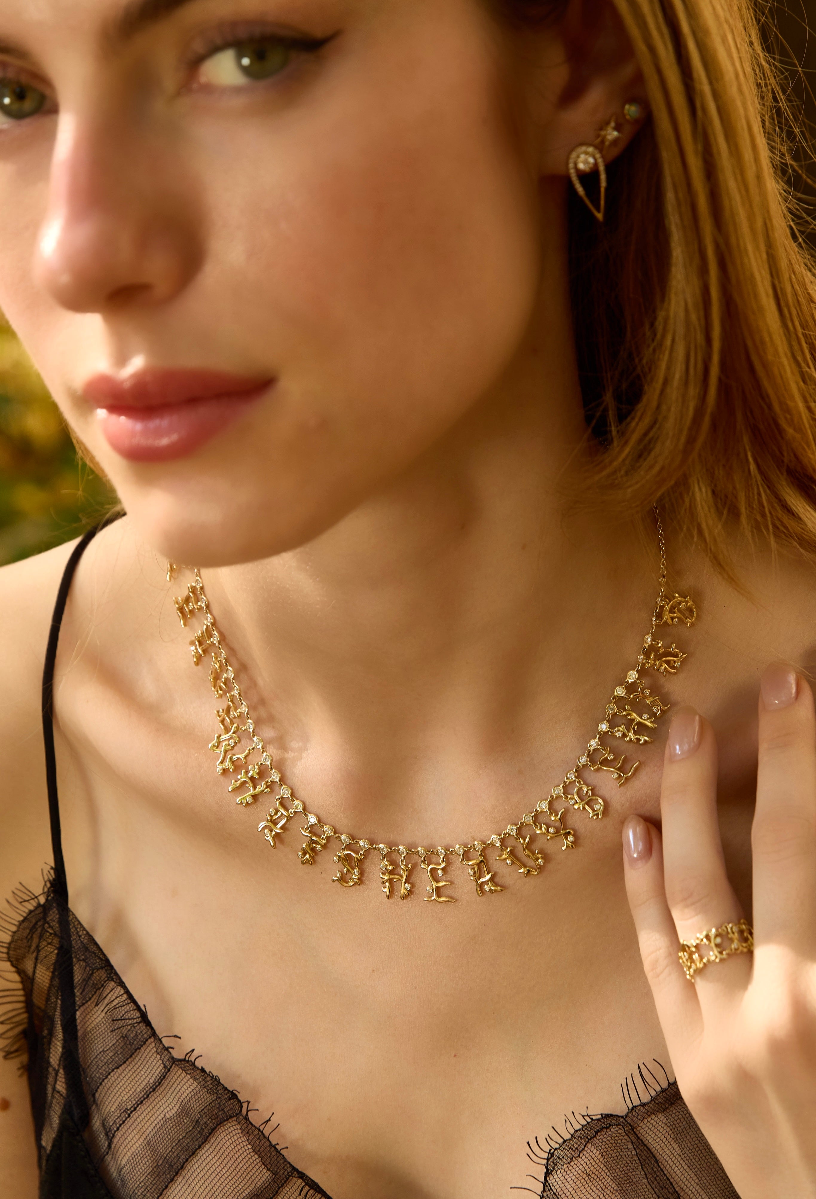 Golden Vine Diamond Letter Collar