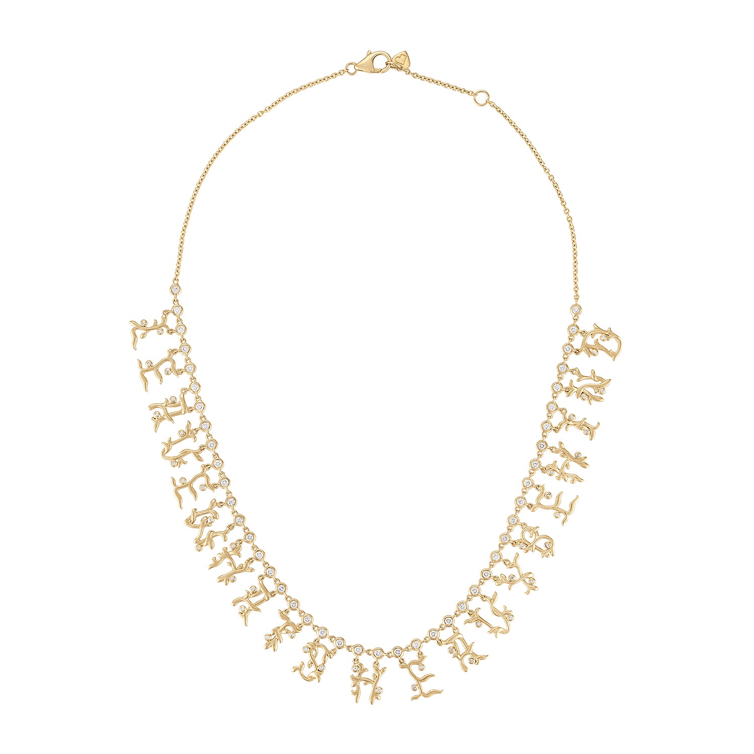 Golden Vine Diamond Letter Collar Necklace