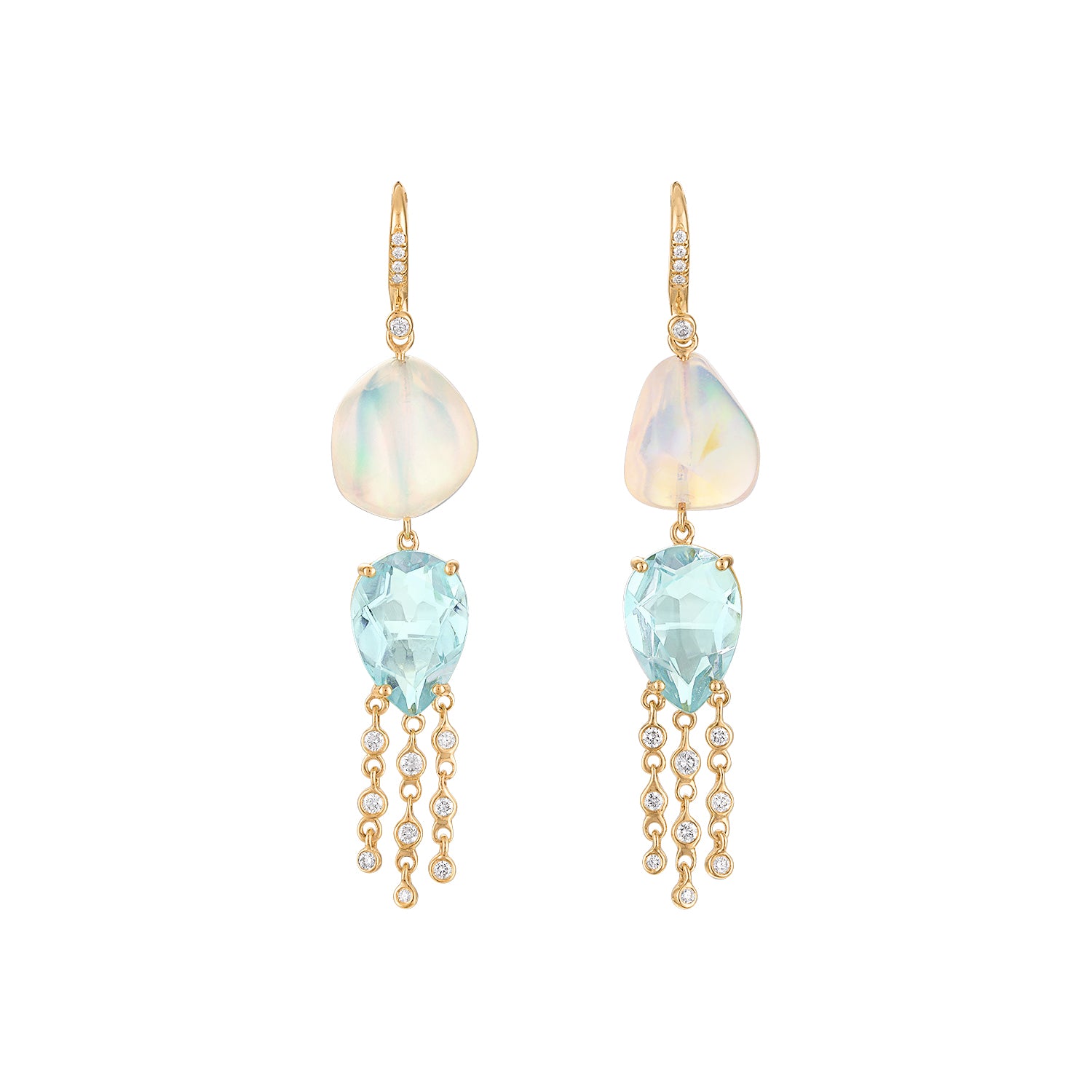 Apatite, Opal Diamond Earrings