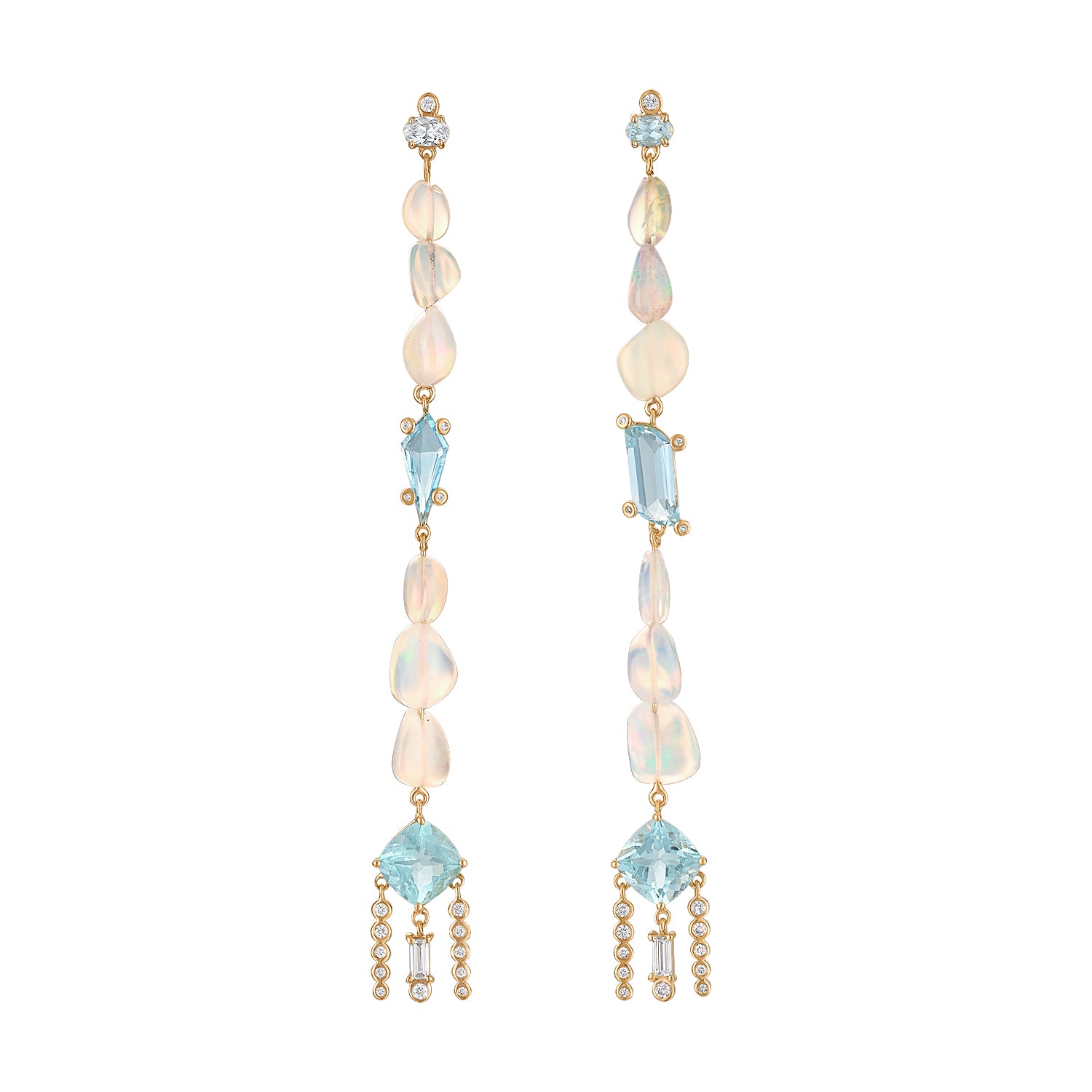 Aquamarine, Opal diamond shoulder dusters