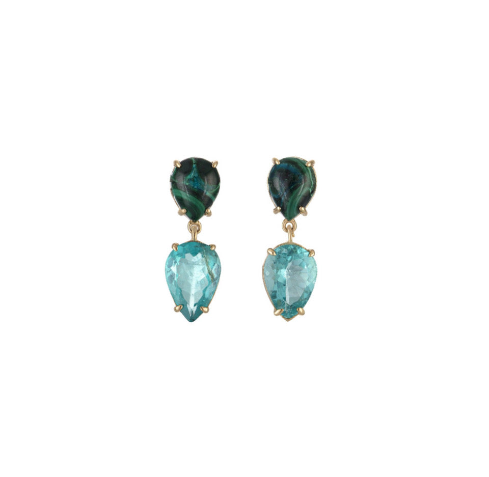 Apatite Chyrsocolla Droplets - Earrings - Eden Presley